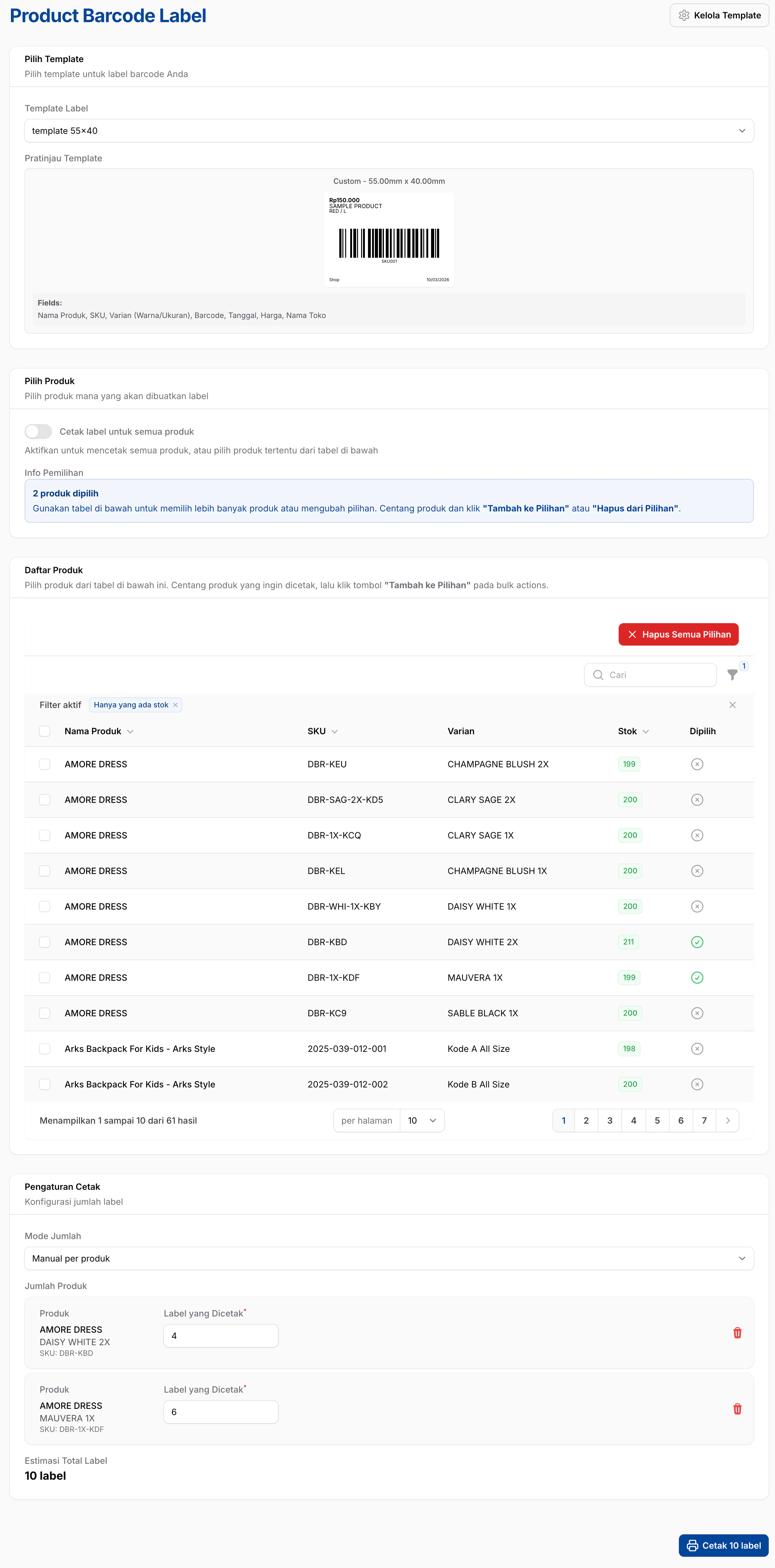 Pilih Produk untuk dicetak