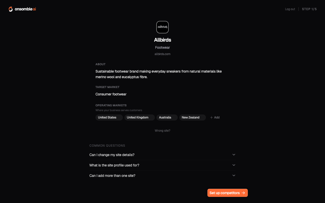 The researched business profile, ready to review
