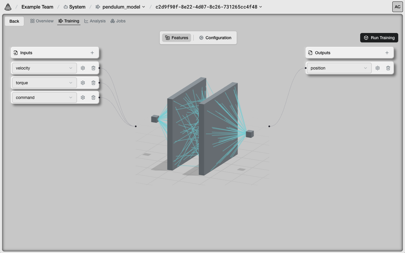 Feature configuration interface