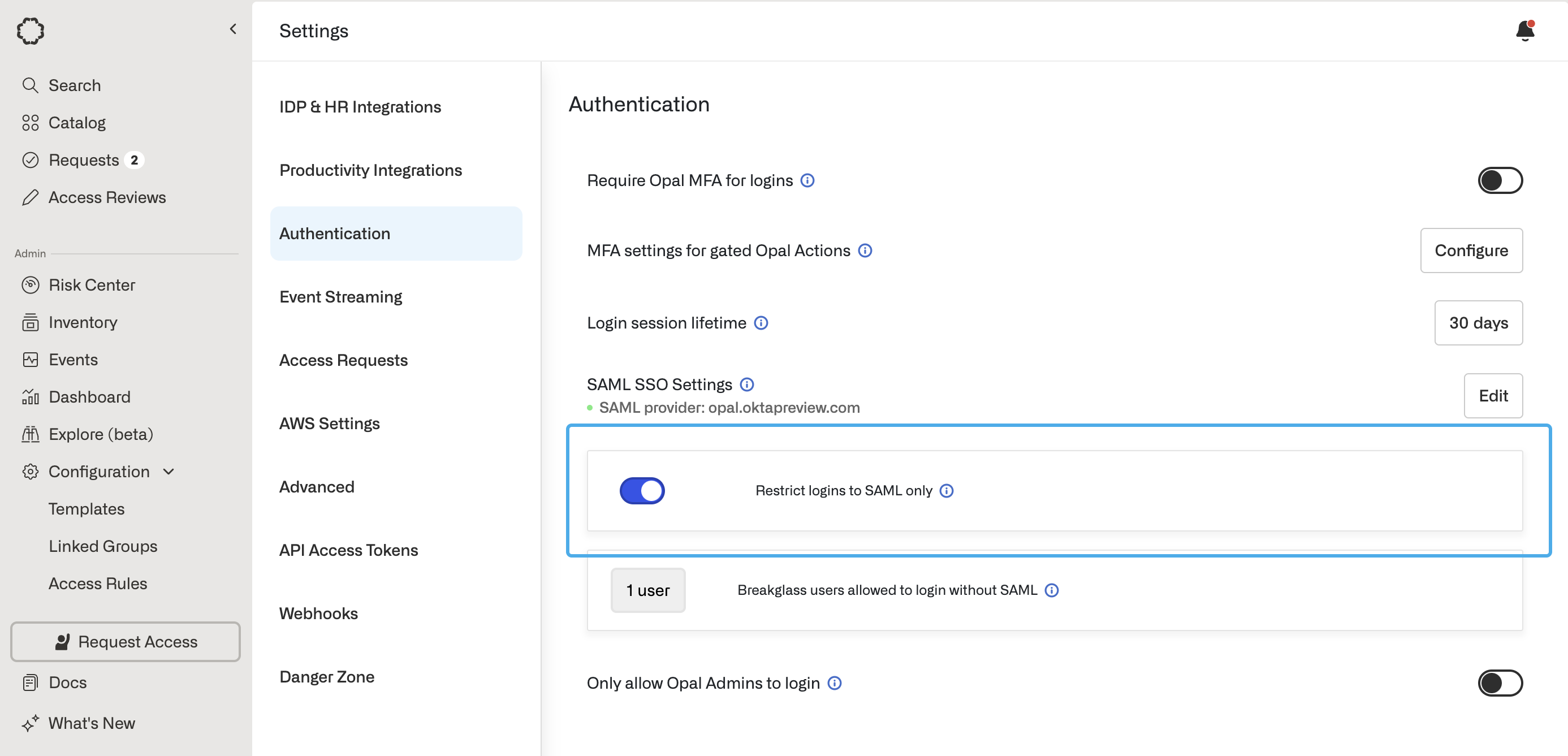 SSO with SAML - Opal Security Docs