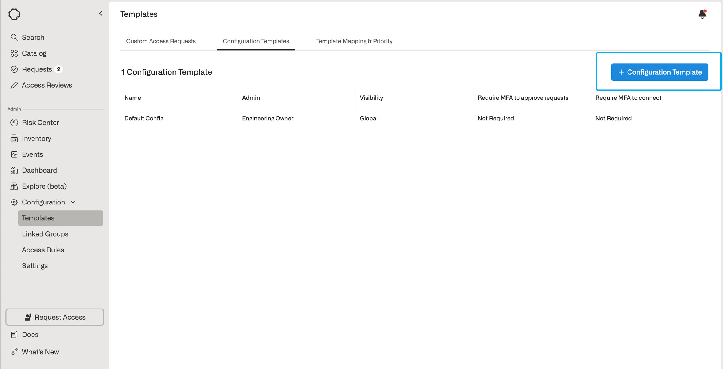 Streamlined Configuration Page Configuration templates - Opal Security Docs