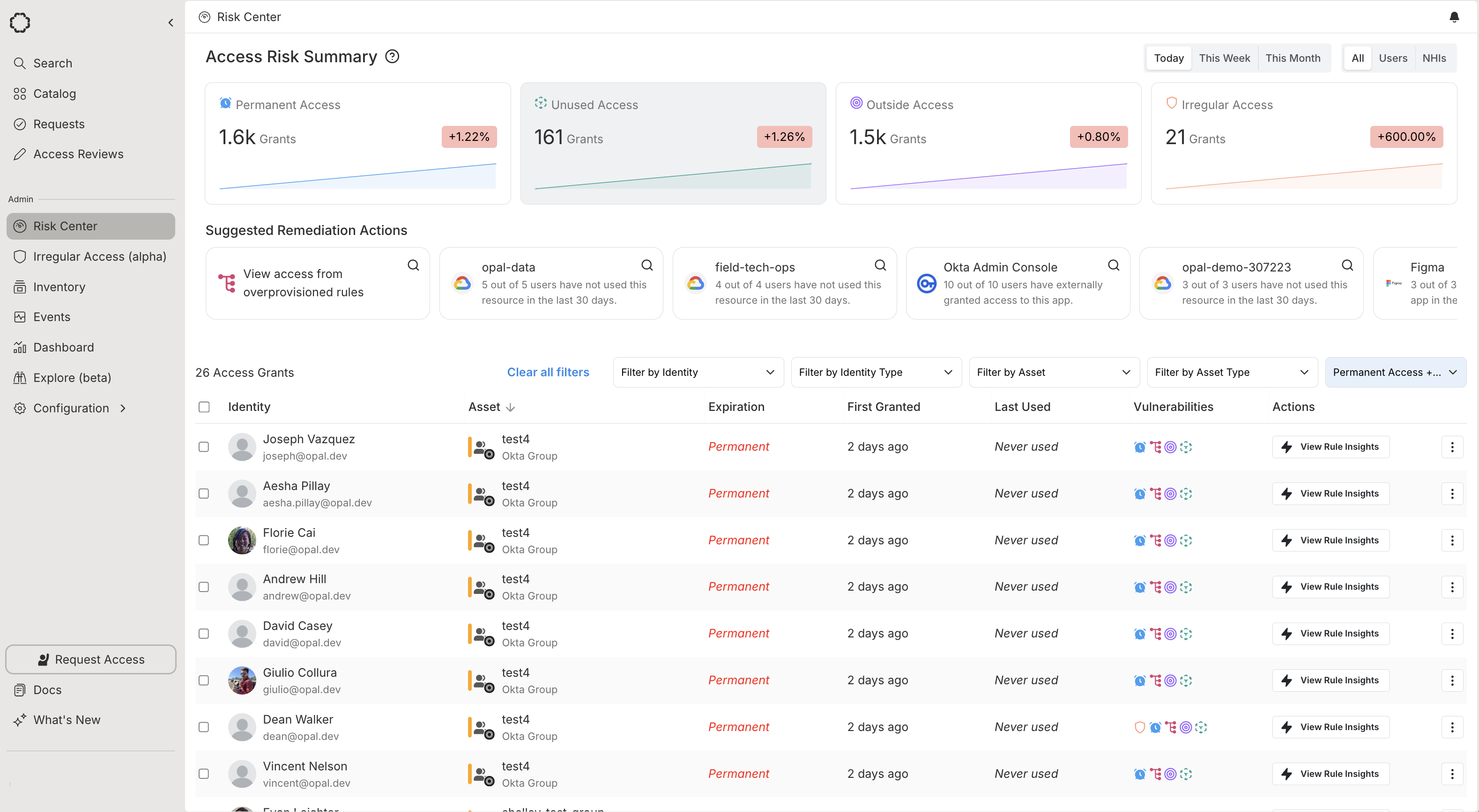 Risk Center - Opal Security Docs