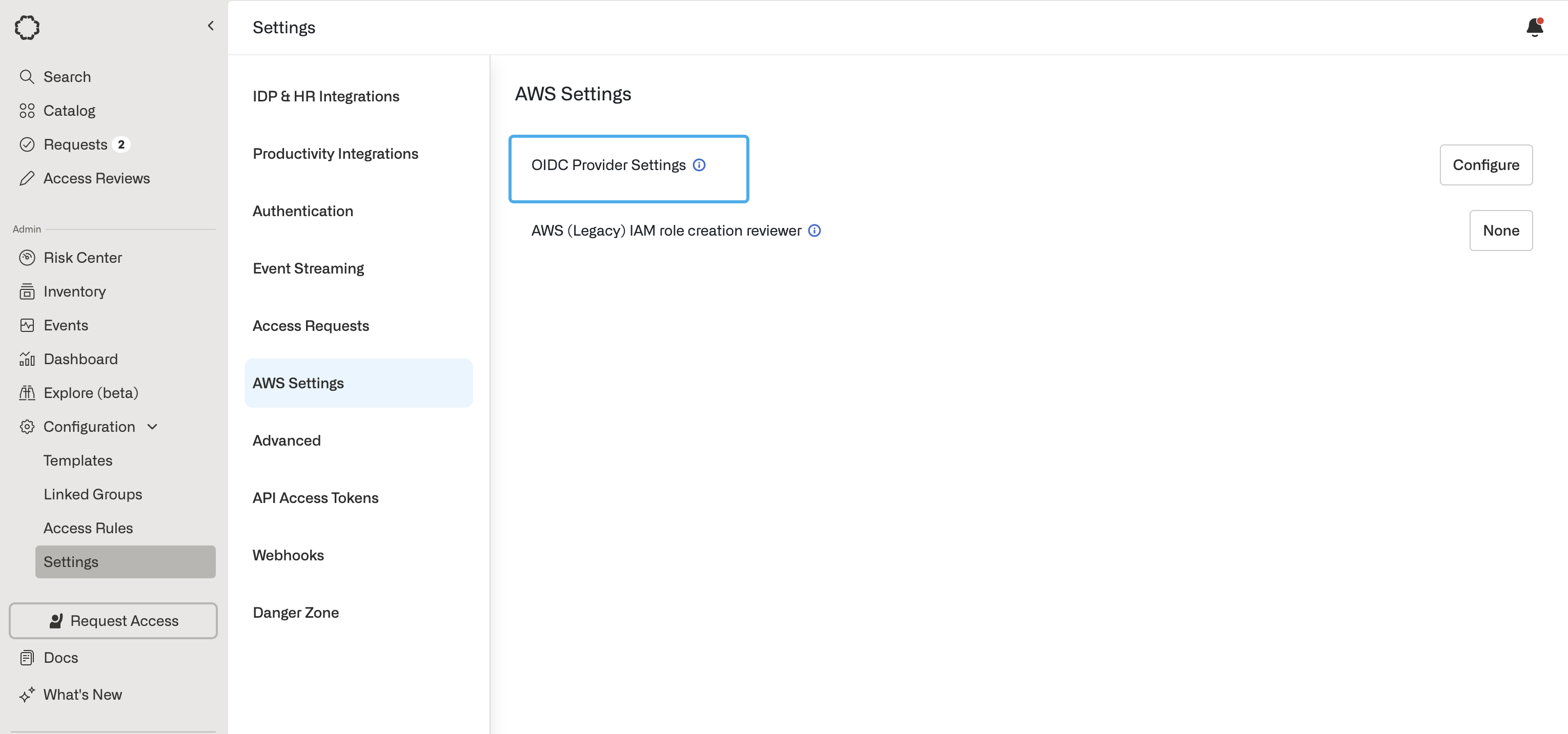 OIDC Provider Settings screenshot