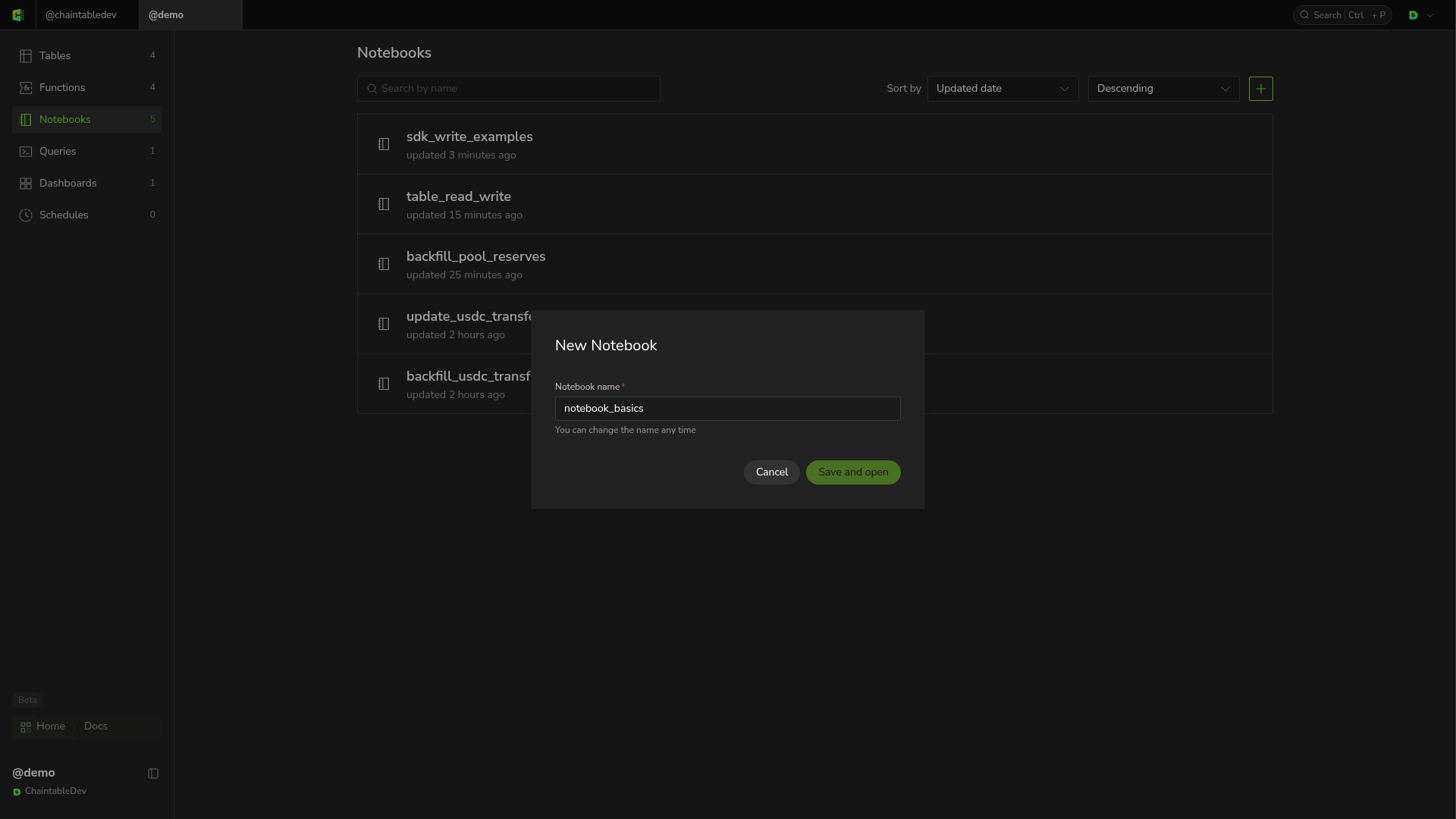 Dialog for creating notebook_basics