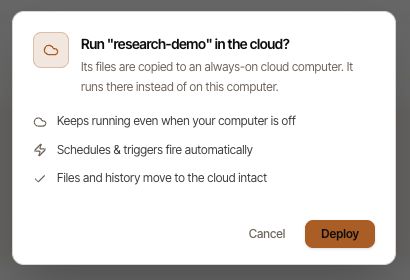 Review the cloud confirmation before starting cloud execution.