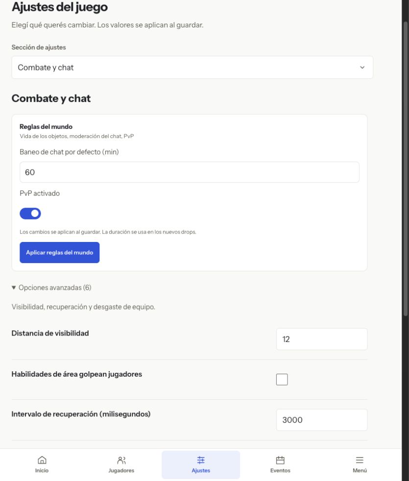 Opciones avanzadas en la interfaz actual