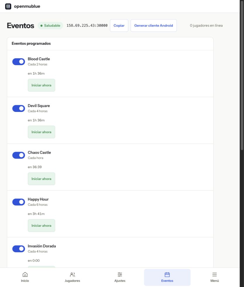 Eventos del servidor — panel actual