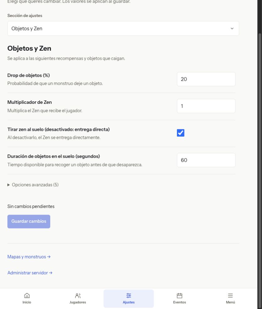 Objetos y Zen en el panel actual
