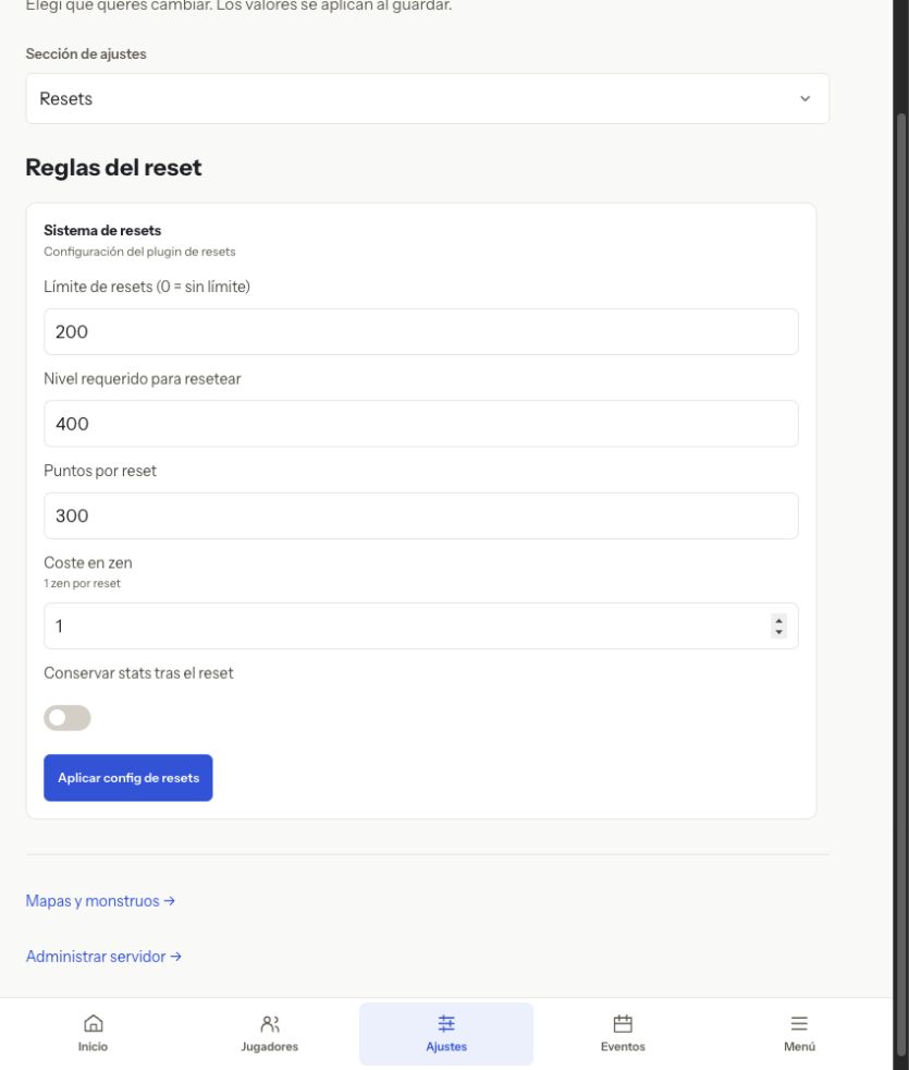 Reglas del reset en el panel actual