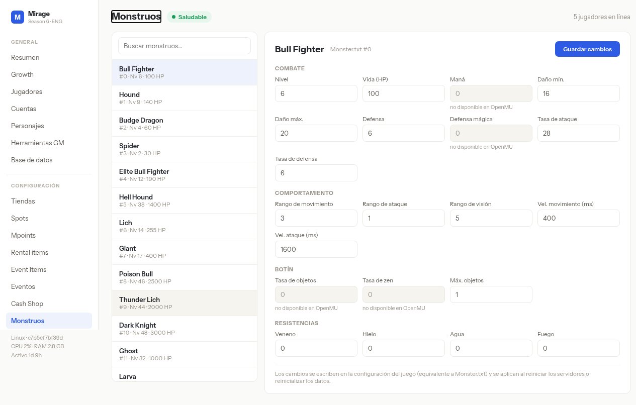 Monstruos: lista y editor completo