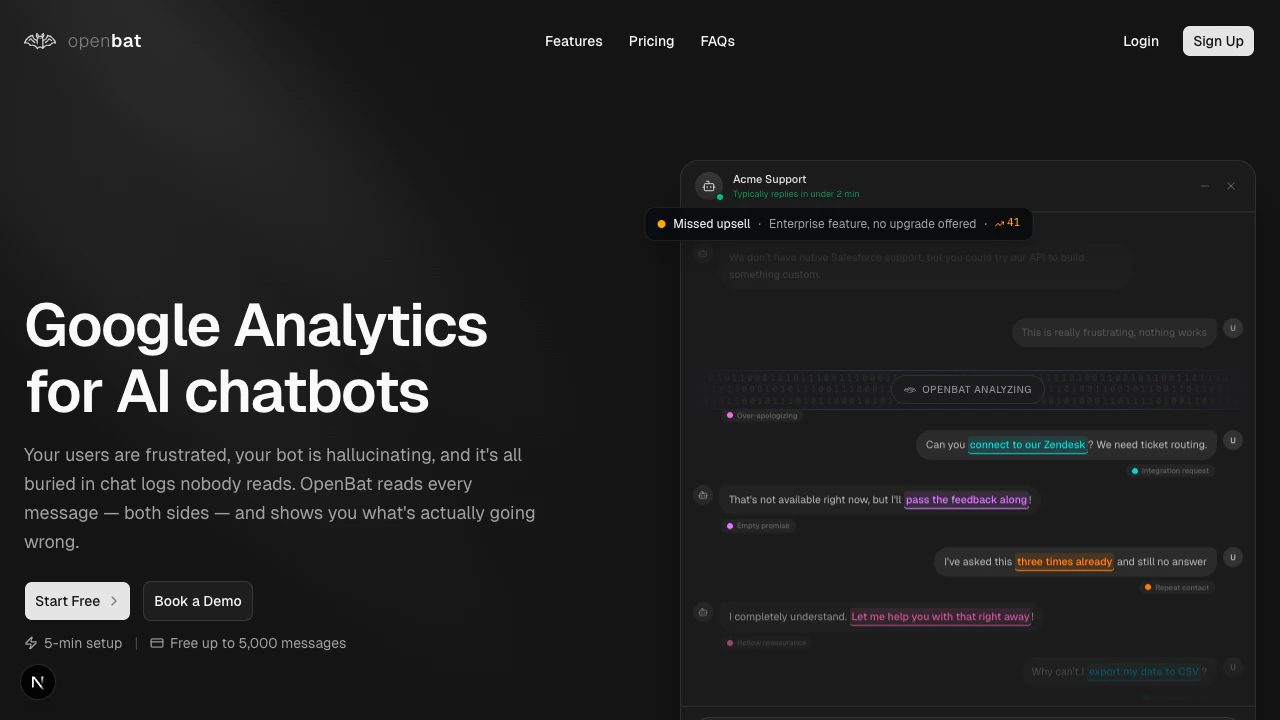 OpenBat dashboard overview