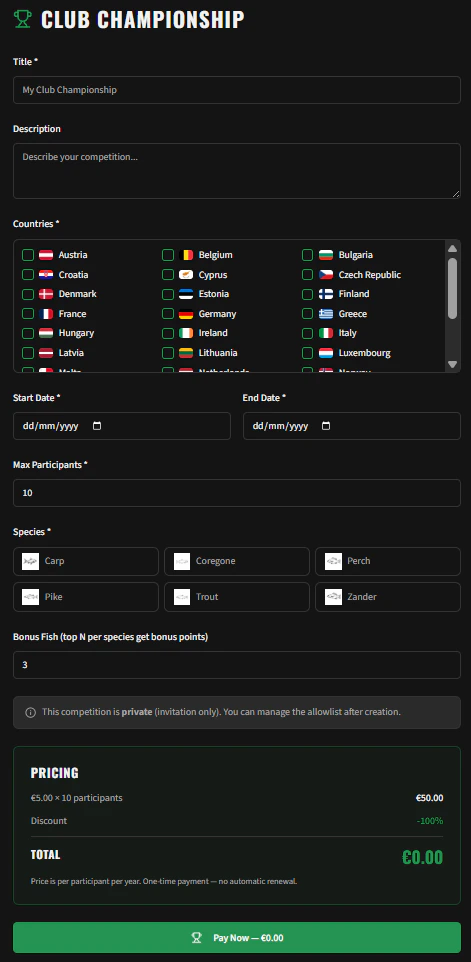 Pricing summary showing per-participant cost and discount