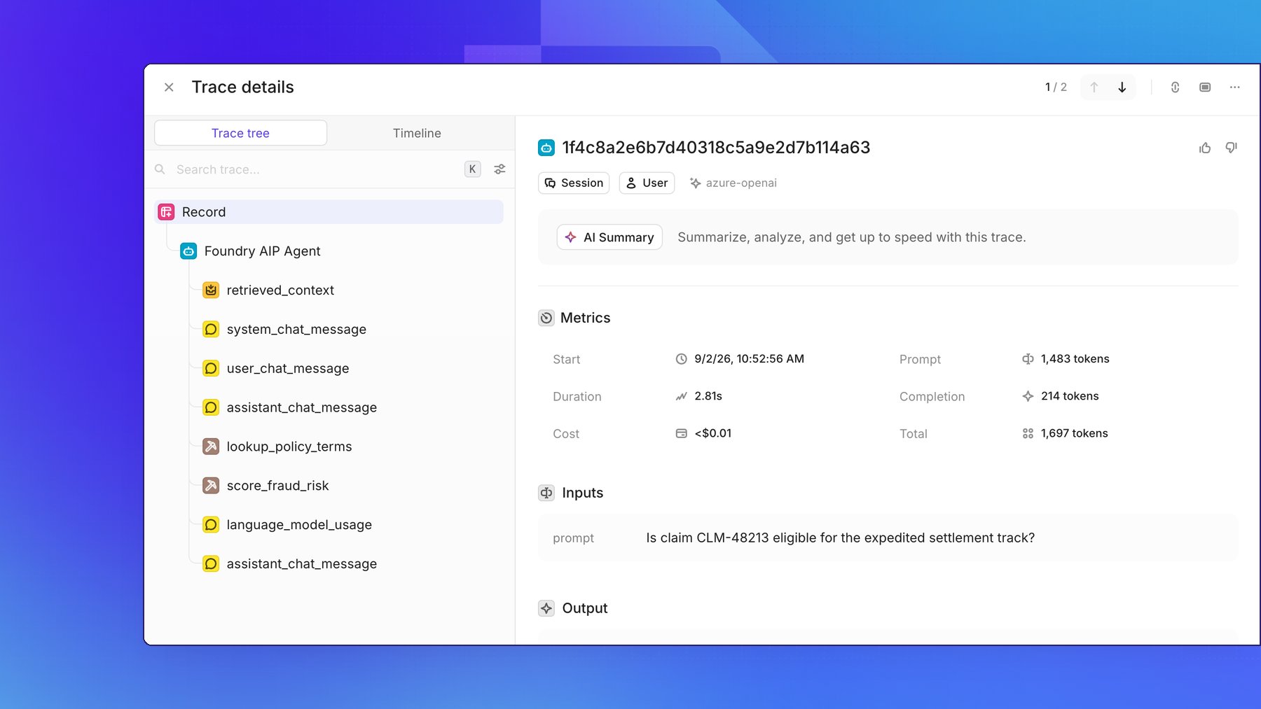 Palantir Foundry trace