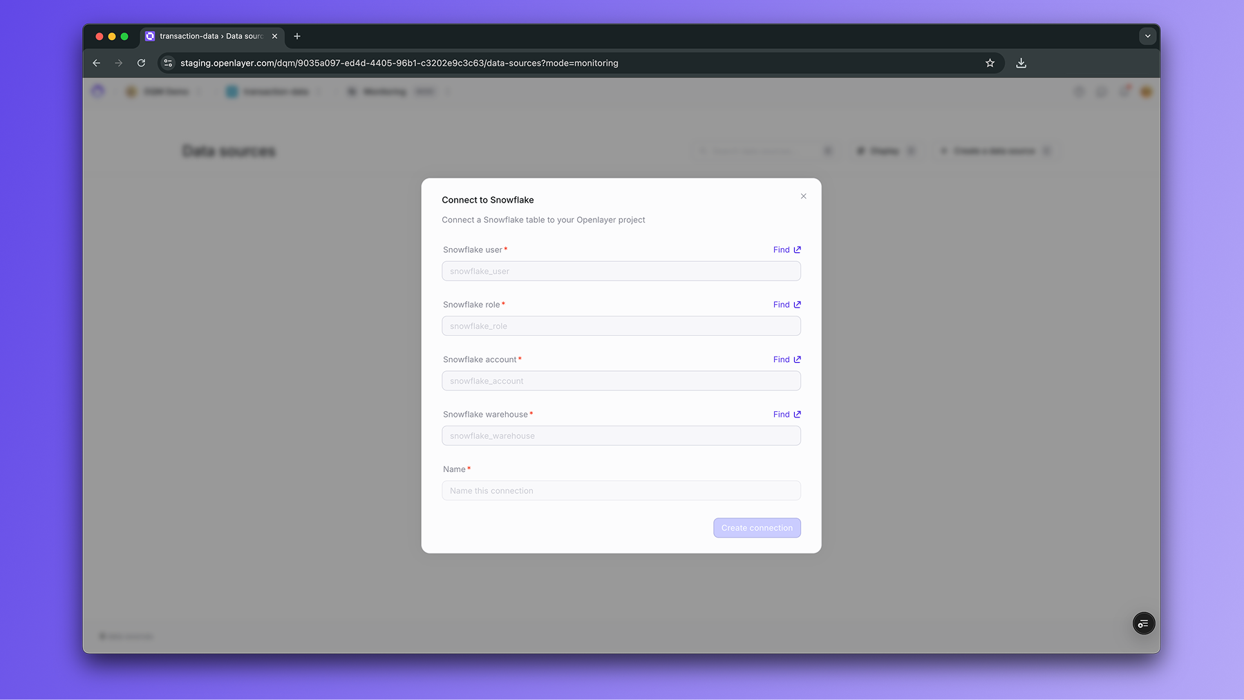Configure Snowflake connection