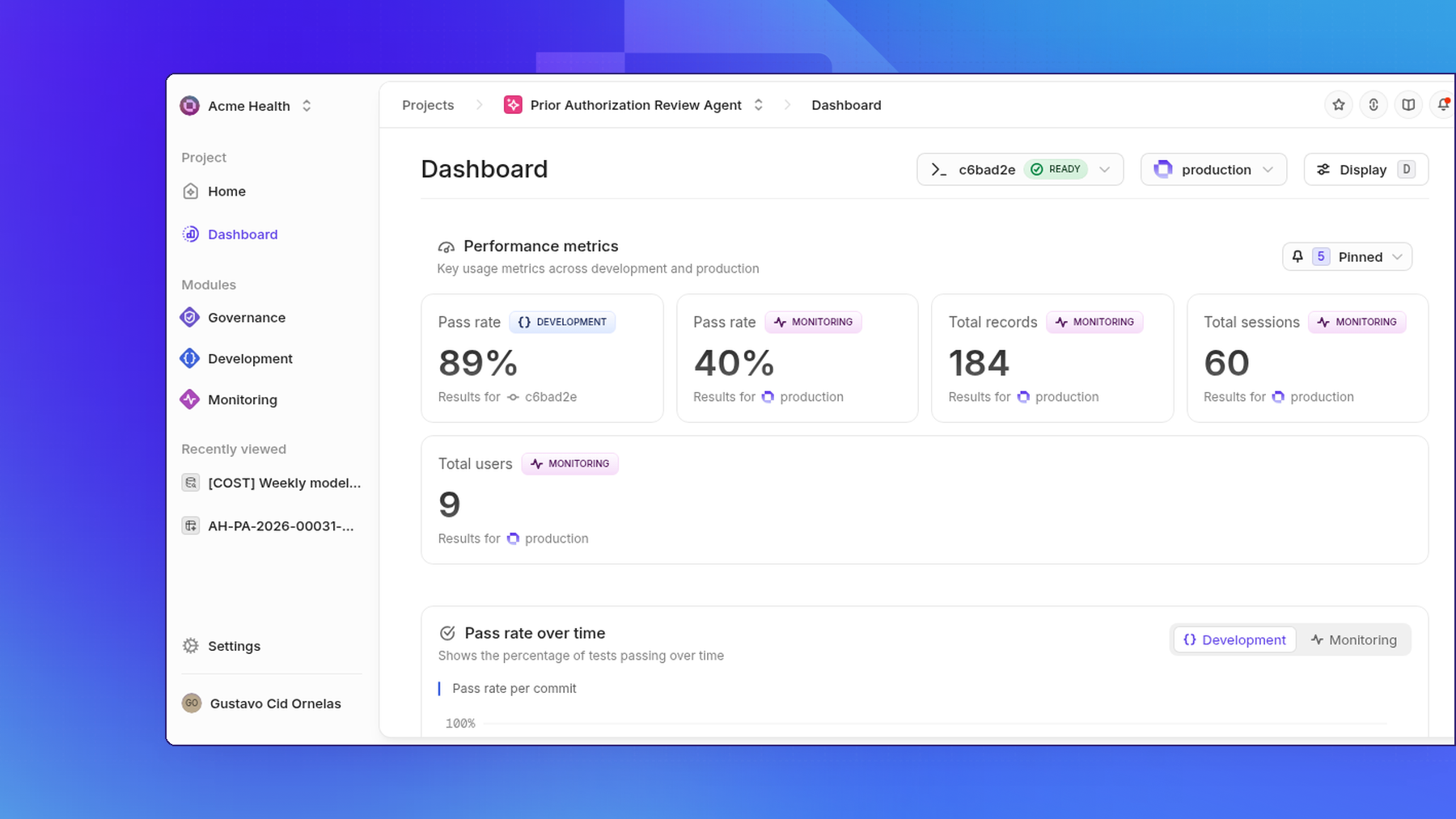Project dashboard