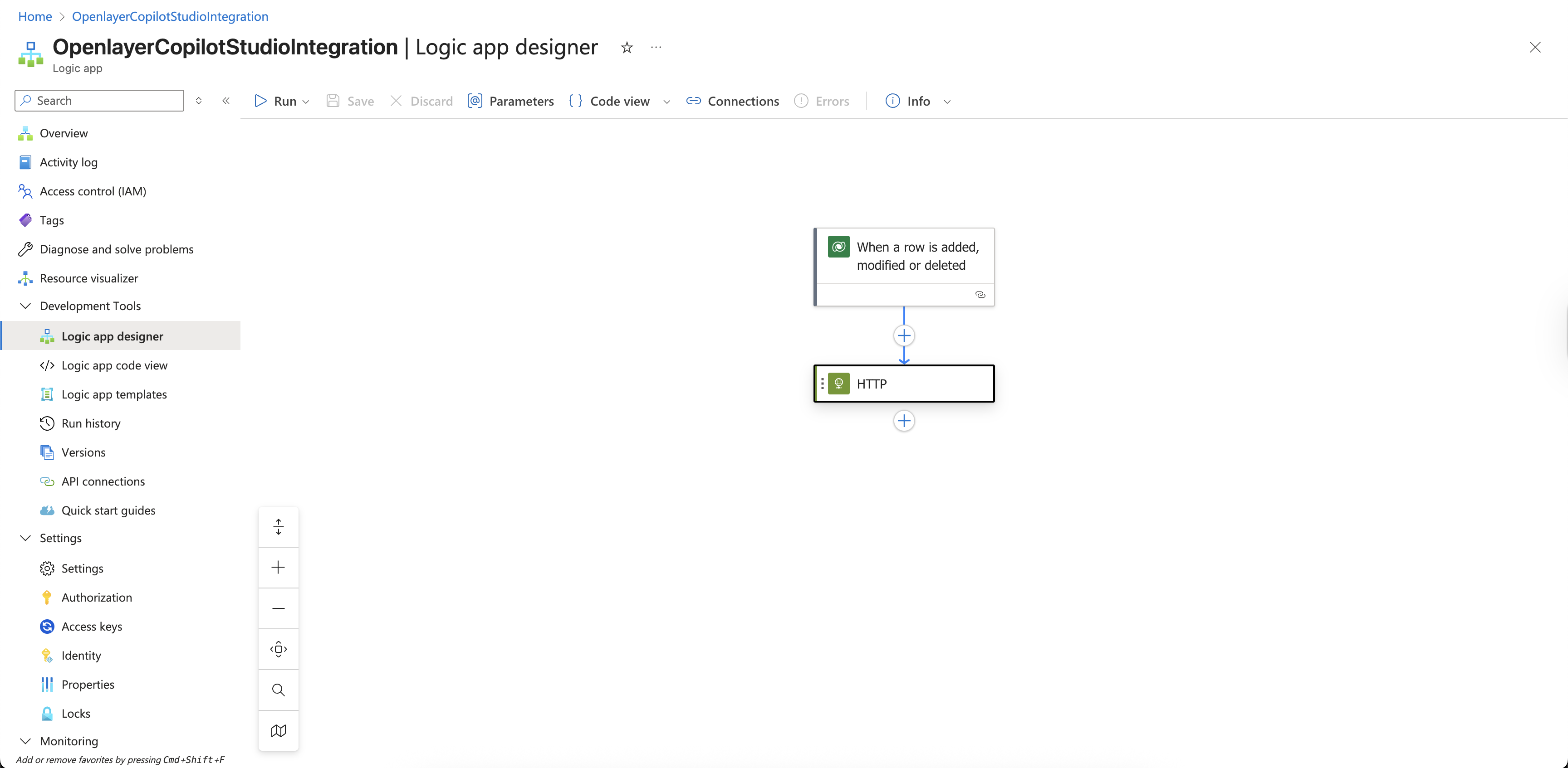 Logic App HTTP action configuration for Openlayer API