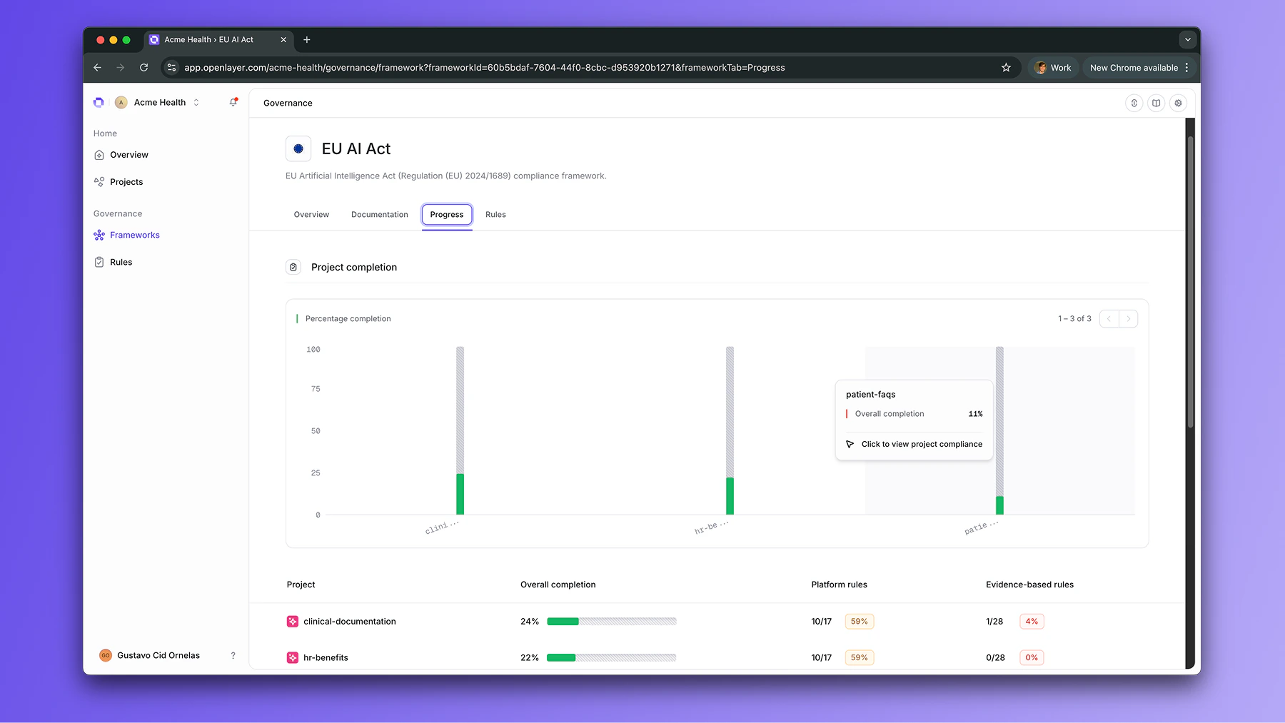 Framework overview with completion breakdown