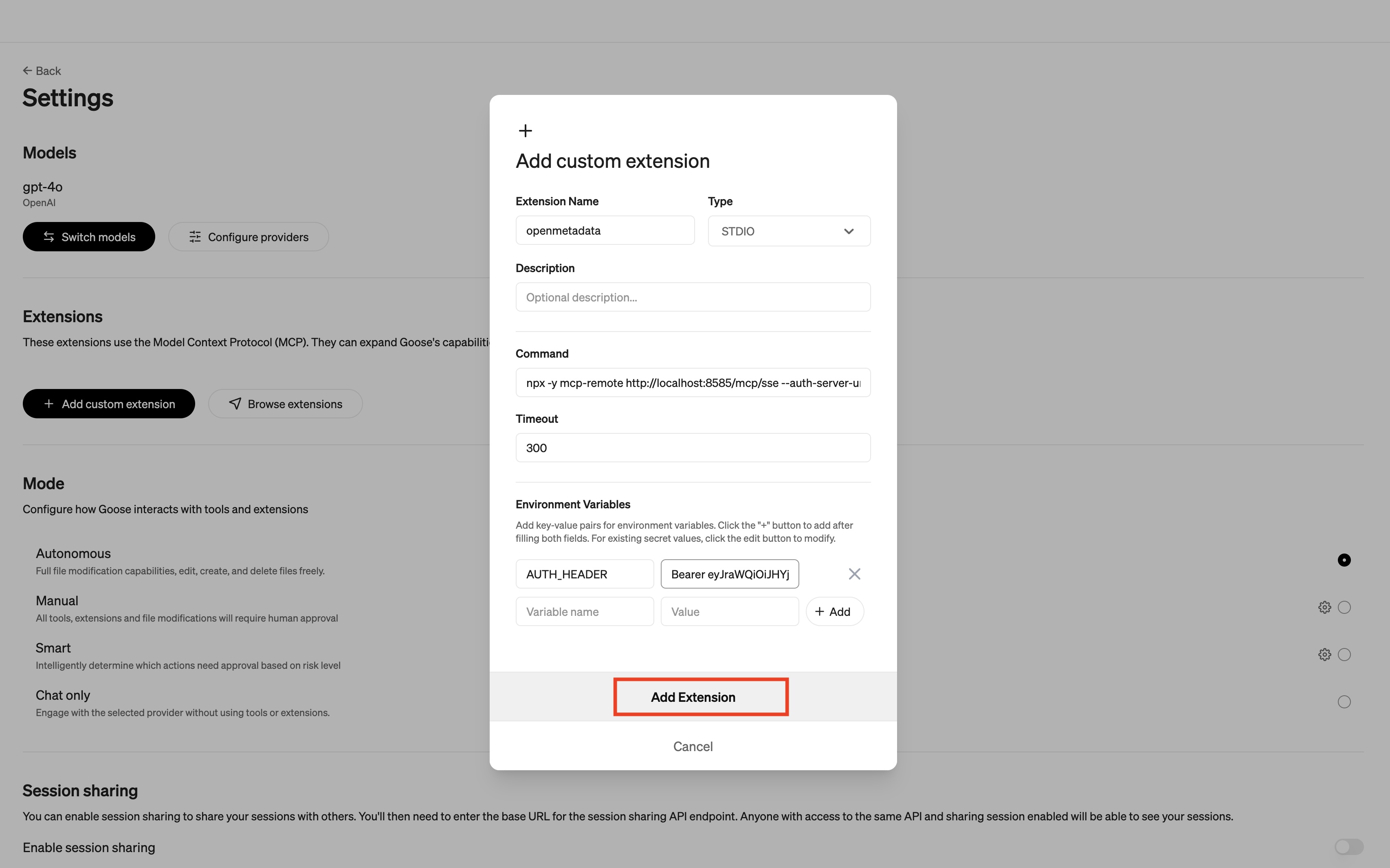 Adding extension