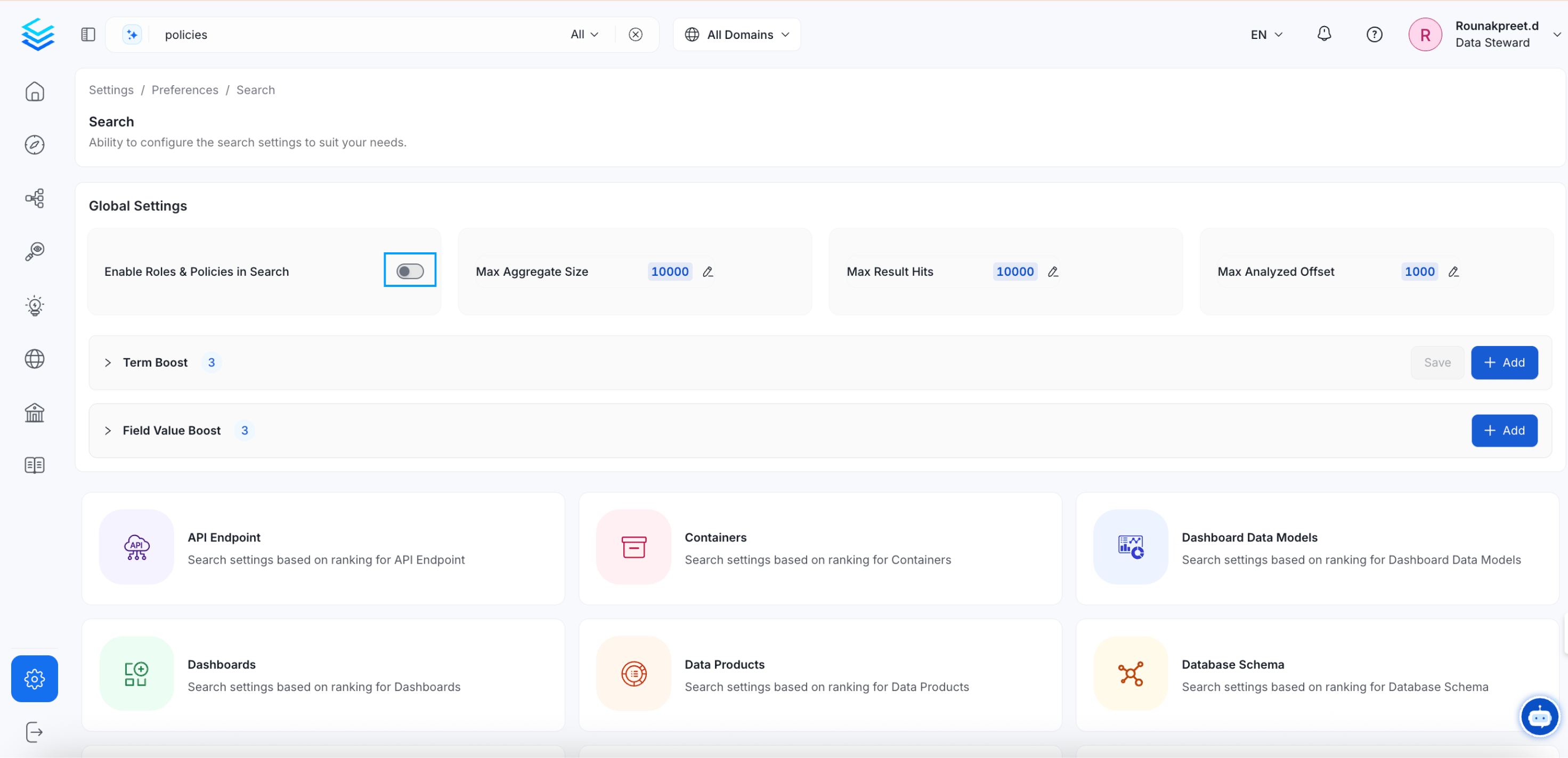 Roles Based Access Controls (RBAC) Search Option