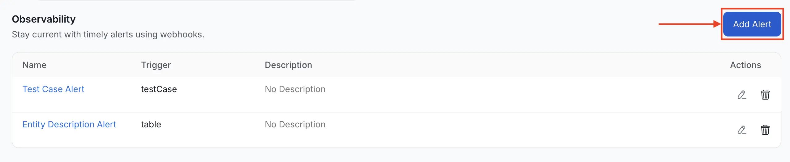 Add Alert Button