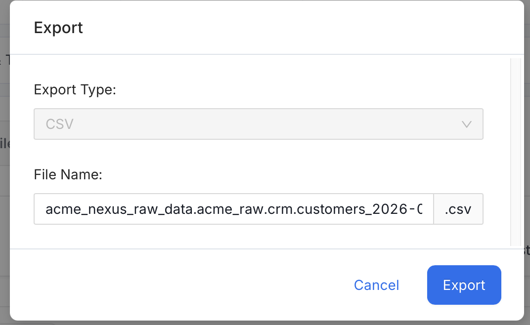 Confirm and start the export