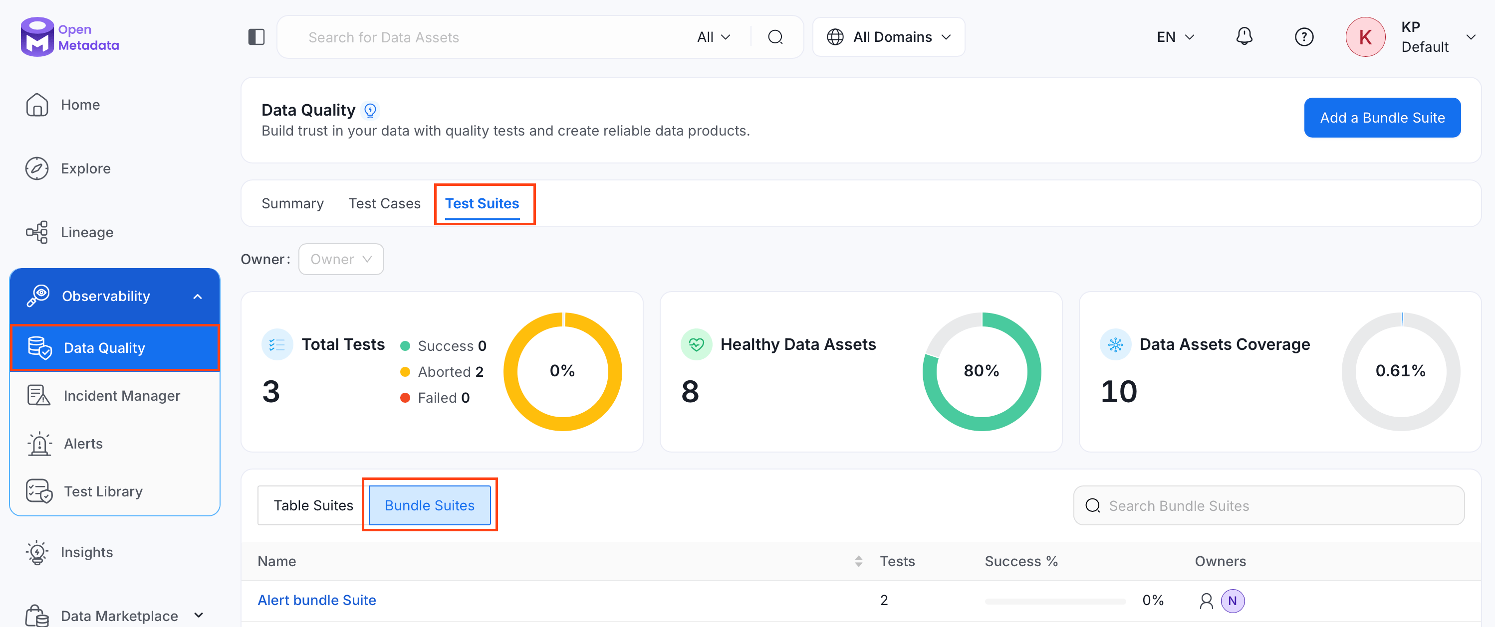 Select a bundle test suite