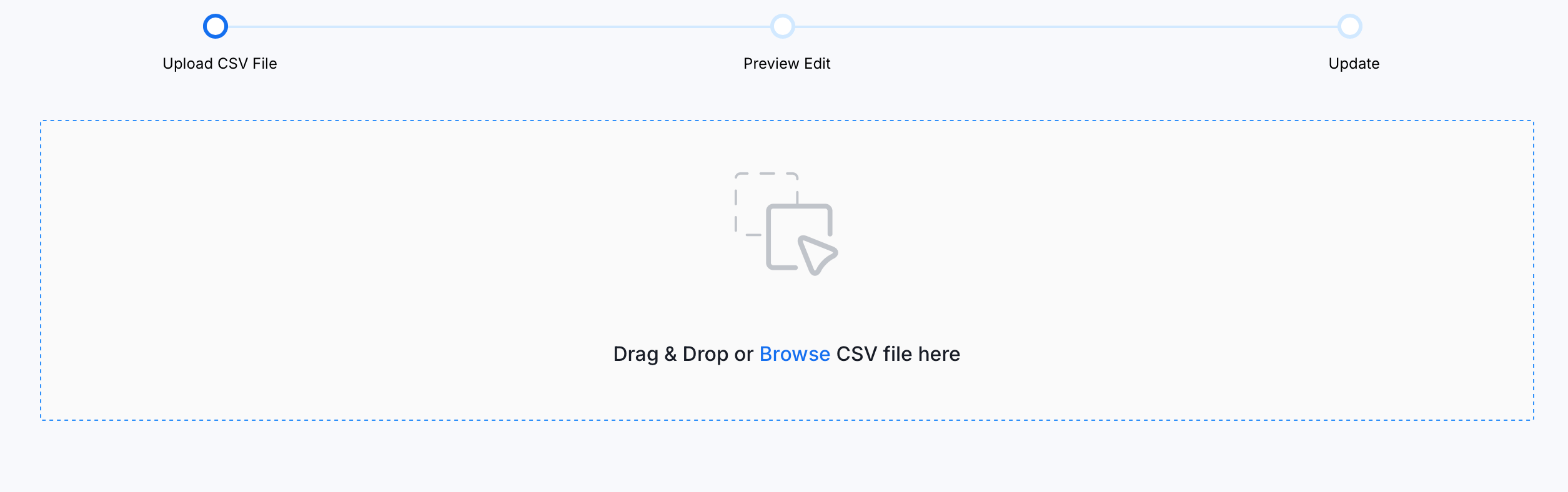 Upload the test case CSV file