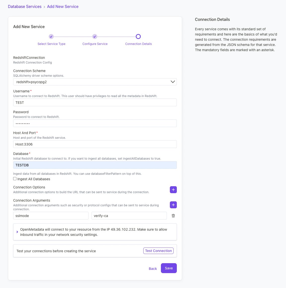 Configure service connection