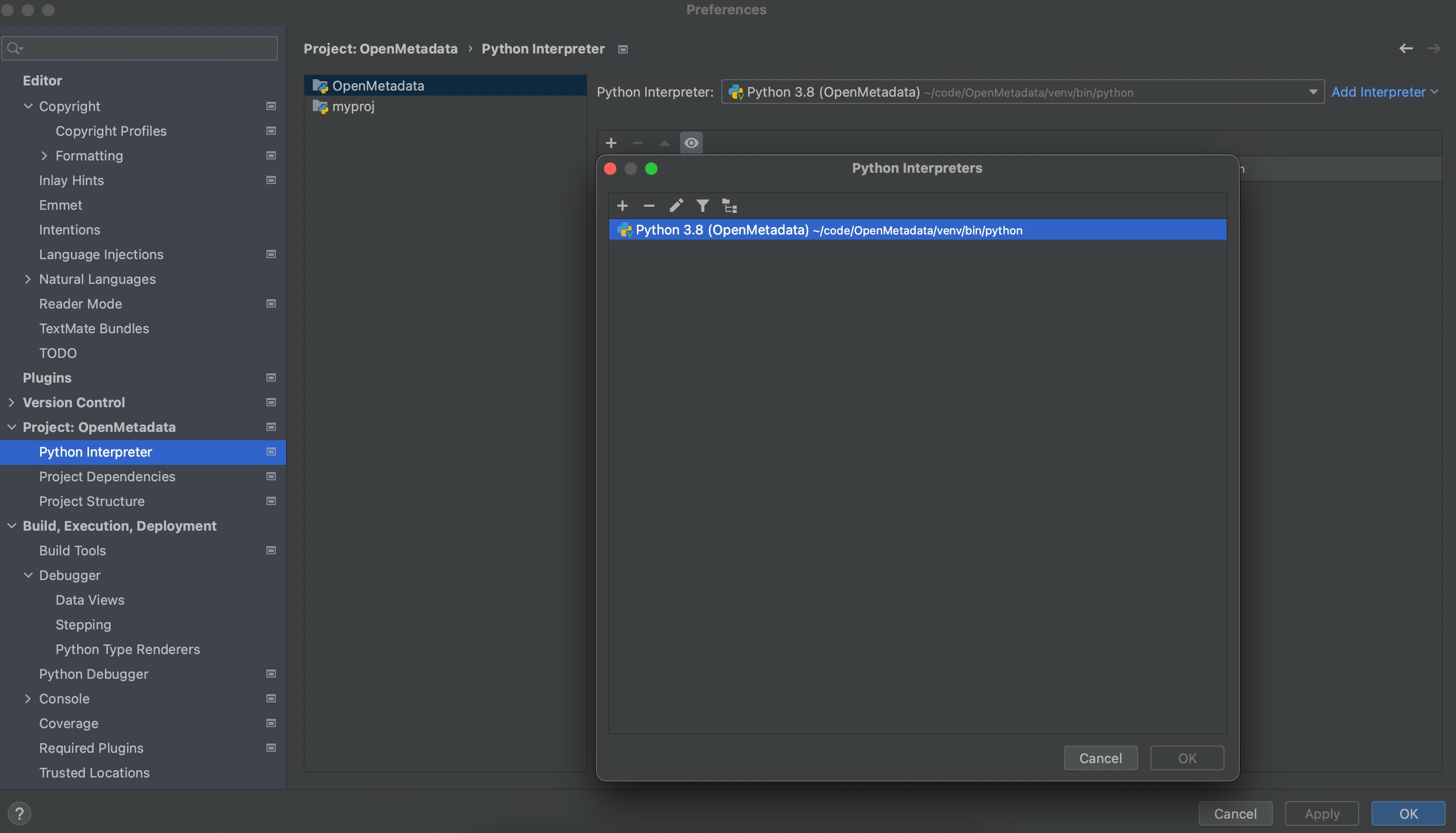 Select interpreter in pycharm