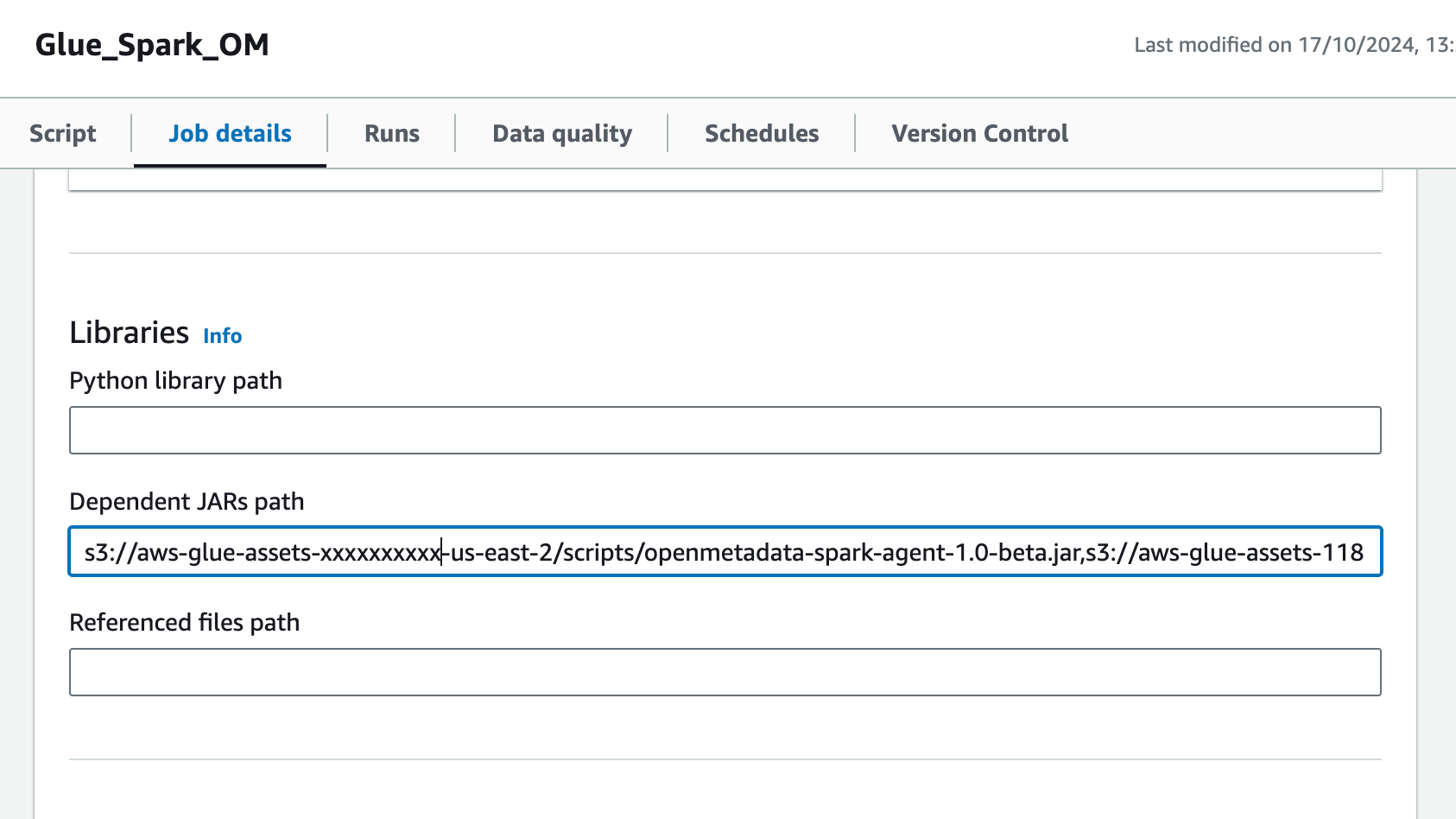 Glue Job Configure Jar