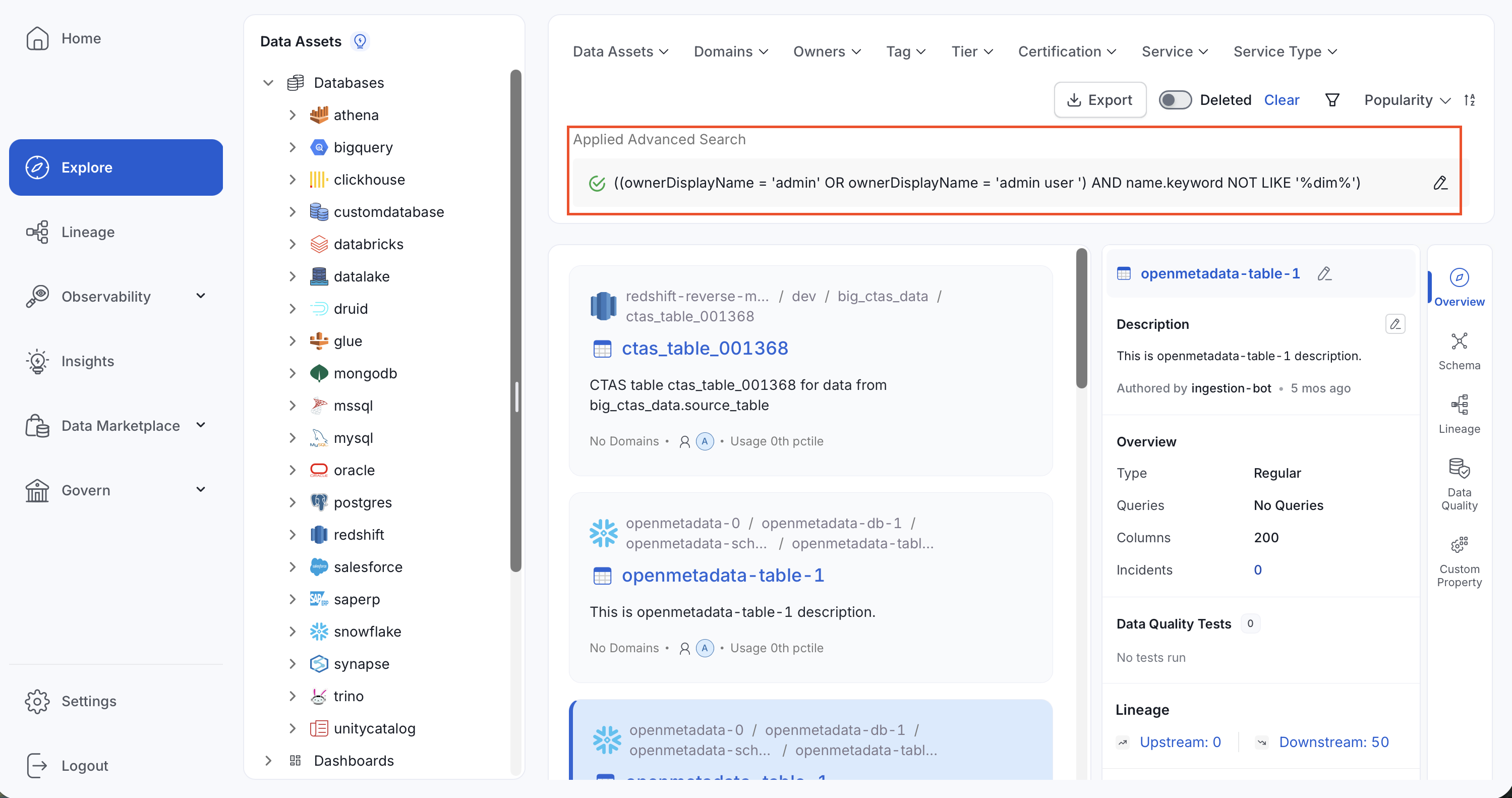 Advanced search results