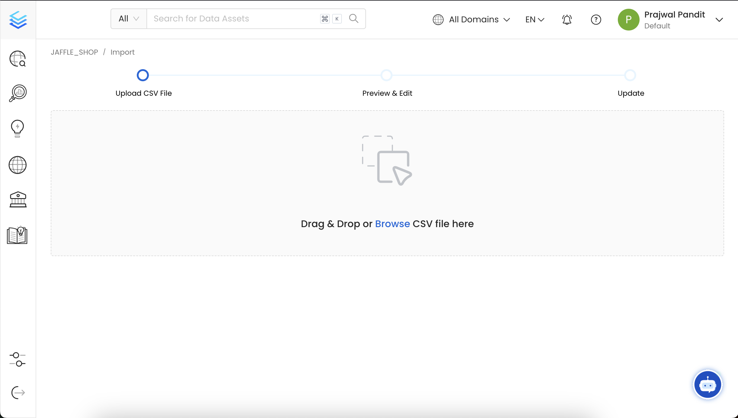 Upload the Database Schema CSV file