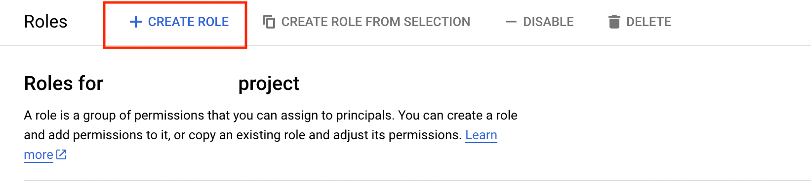 Create Role Button