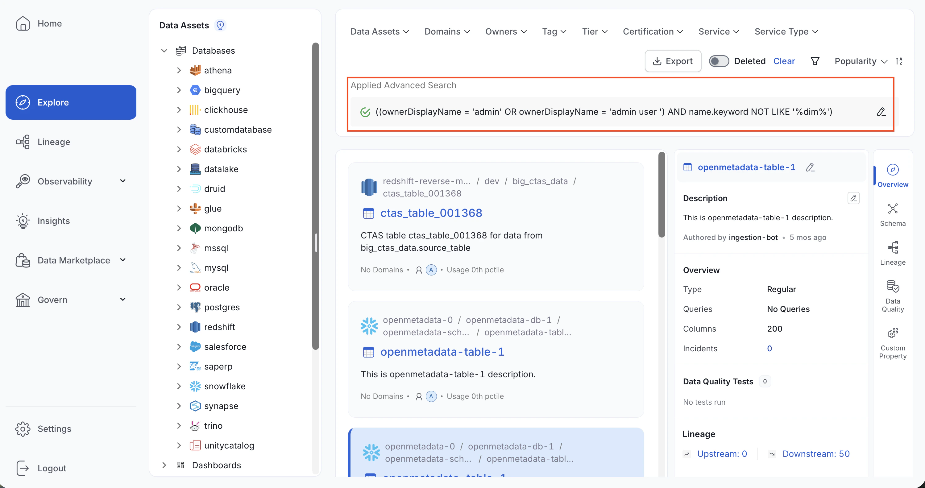 Advanced search results