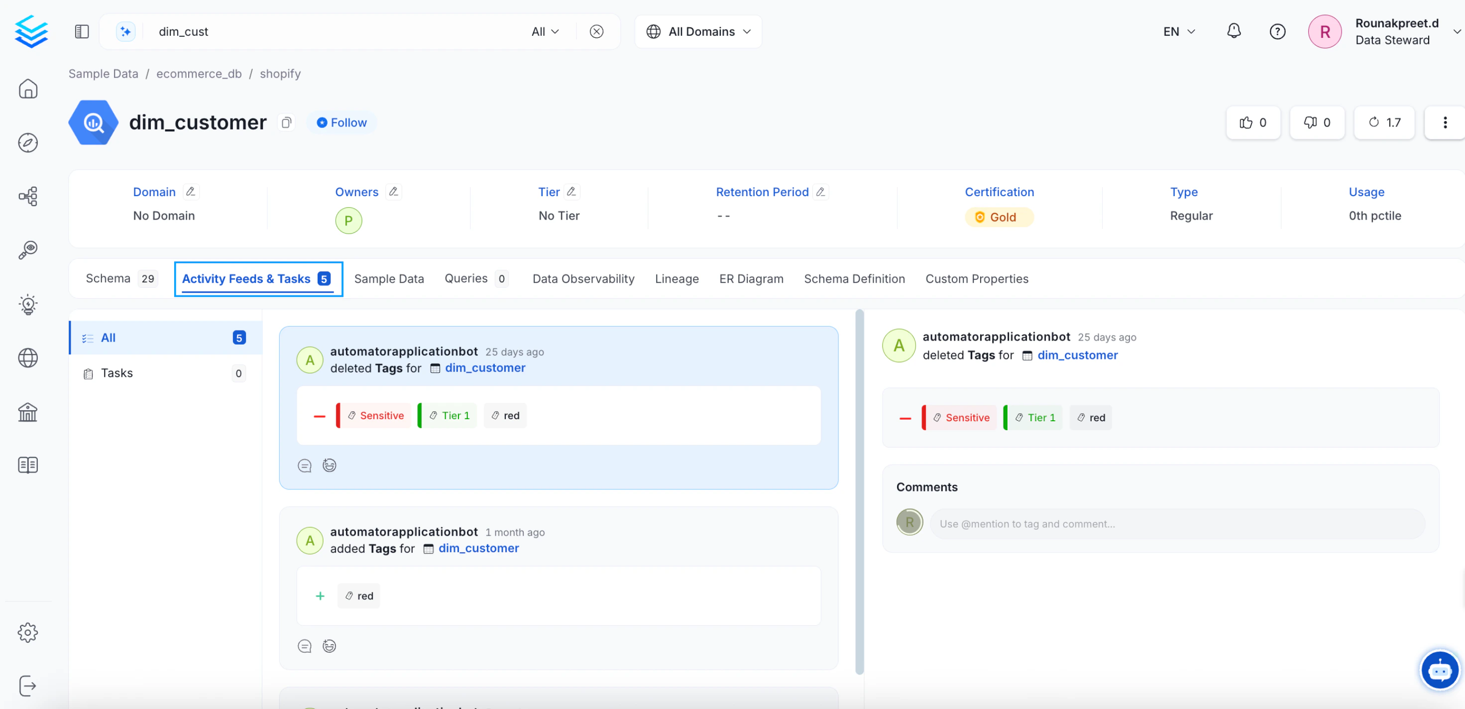 Activity Feeds & Tasks Tab