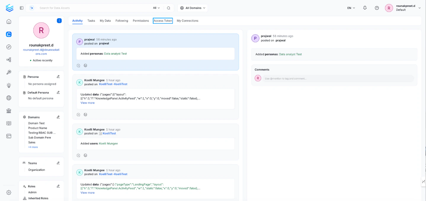 Open the Access Tokens tab