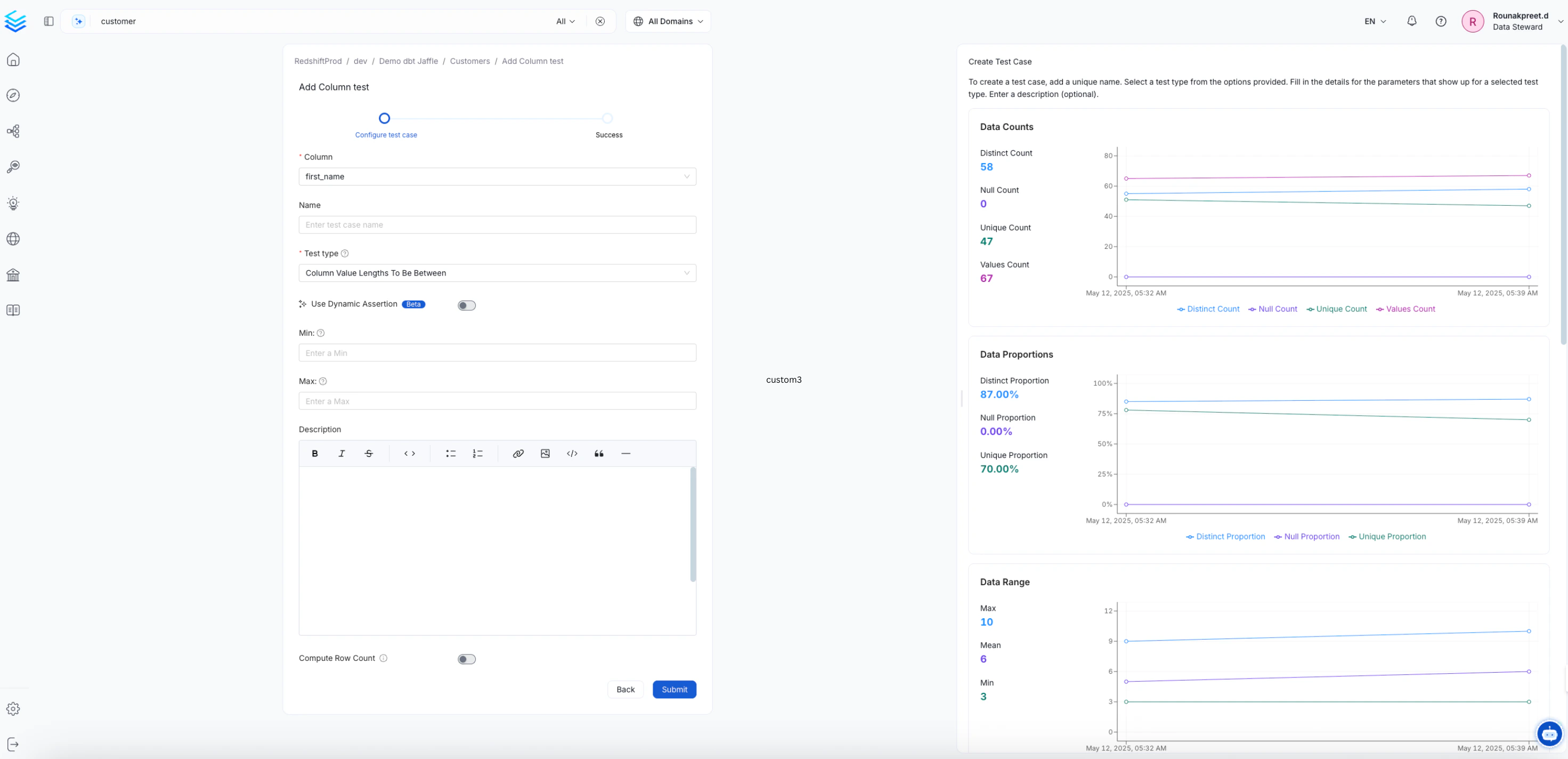 Configure a Column Level Test