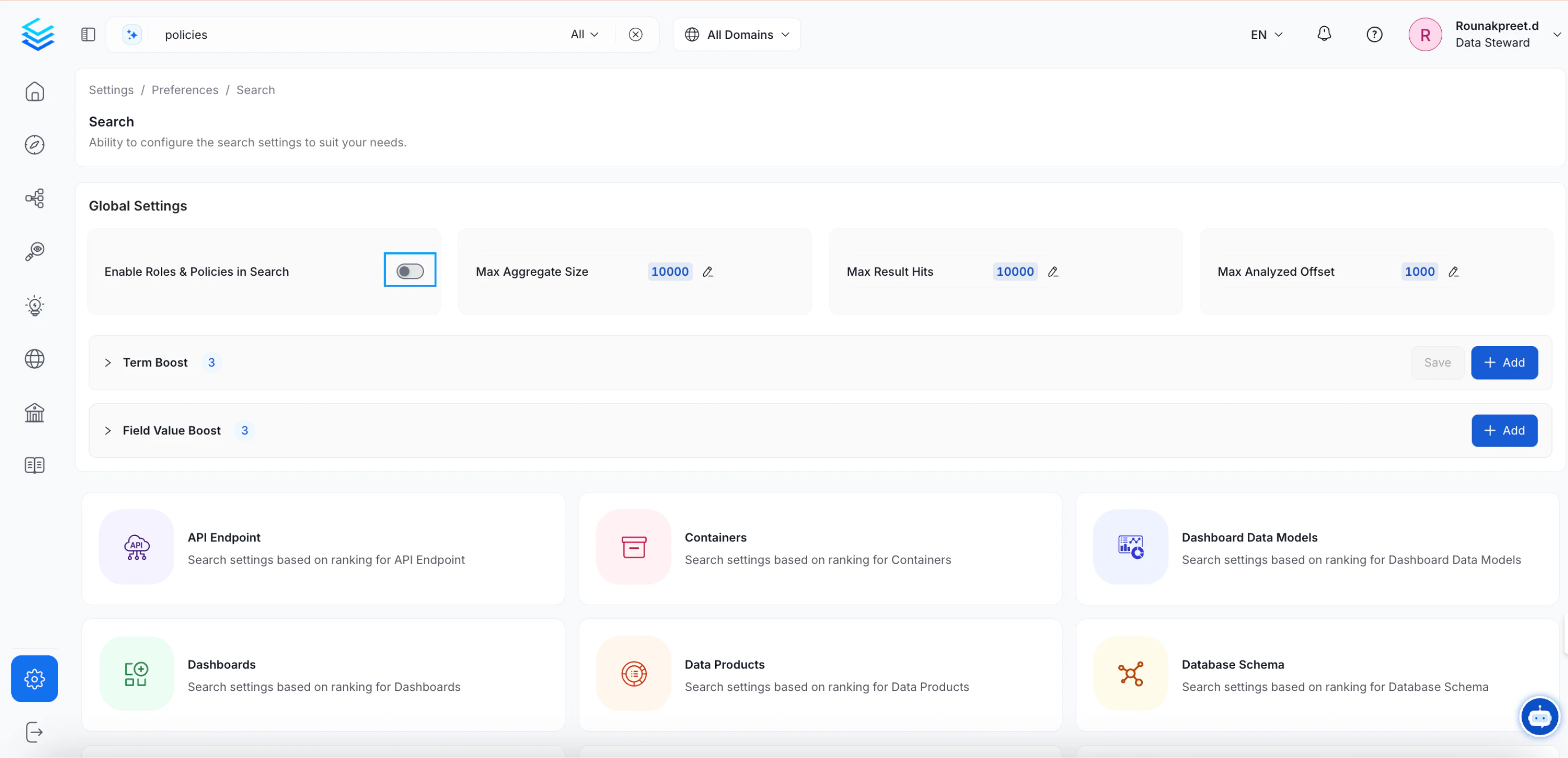 Roles Based Access Controls (RBAC) Search Option