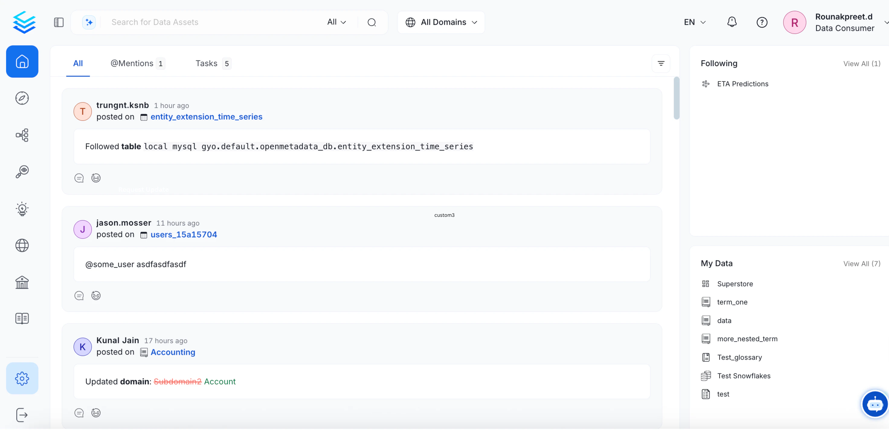 My Data: Activity Feed Widget
