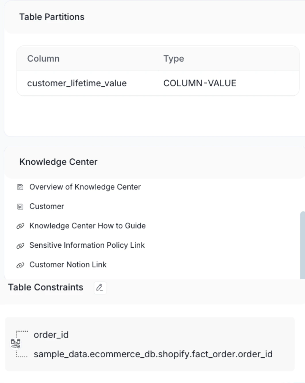 Explore Table Constraints