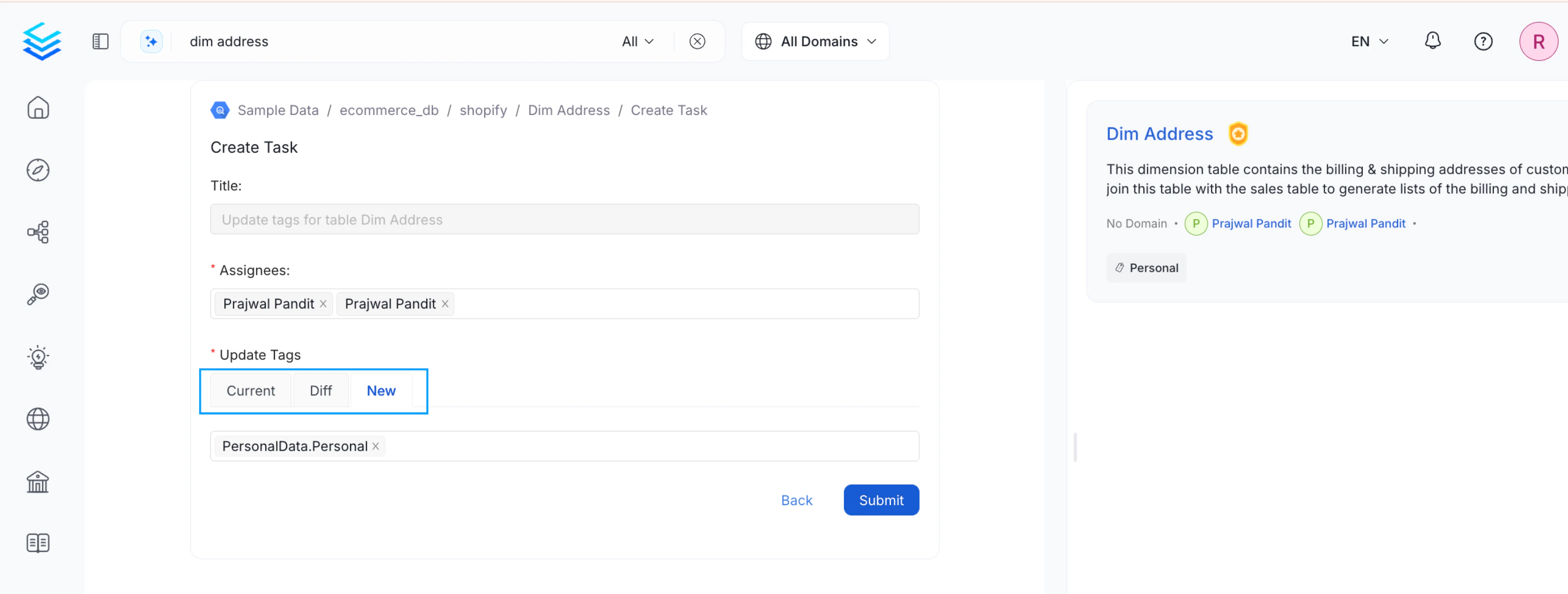 Add a Task: Request to Update Tags