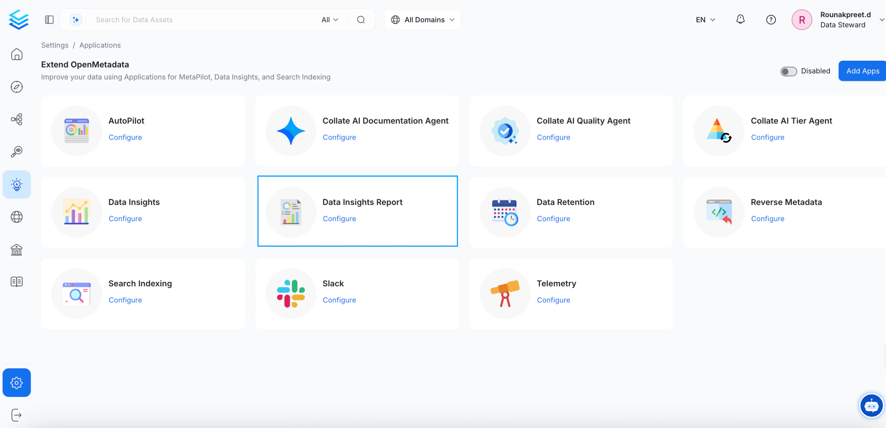Configured the Data Insights Report