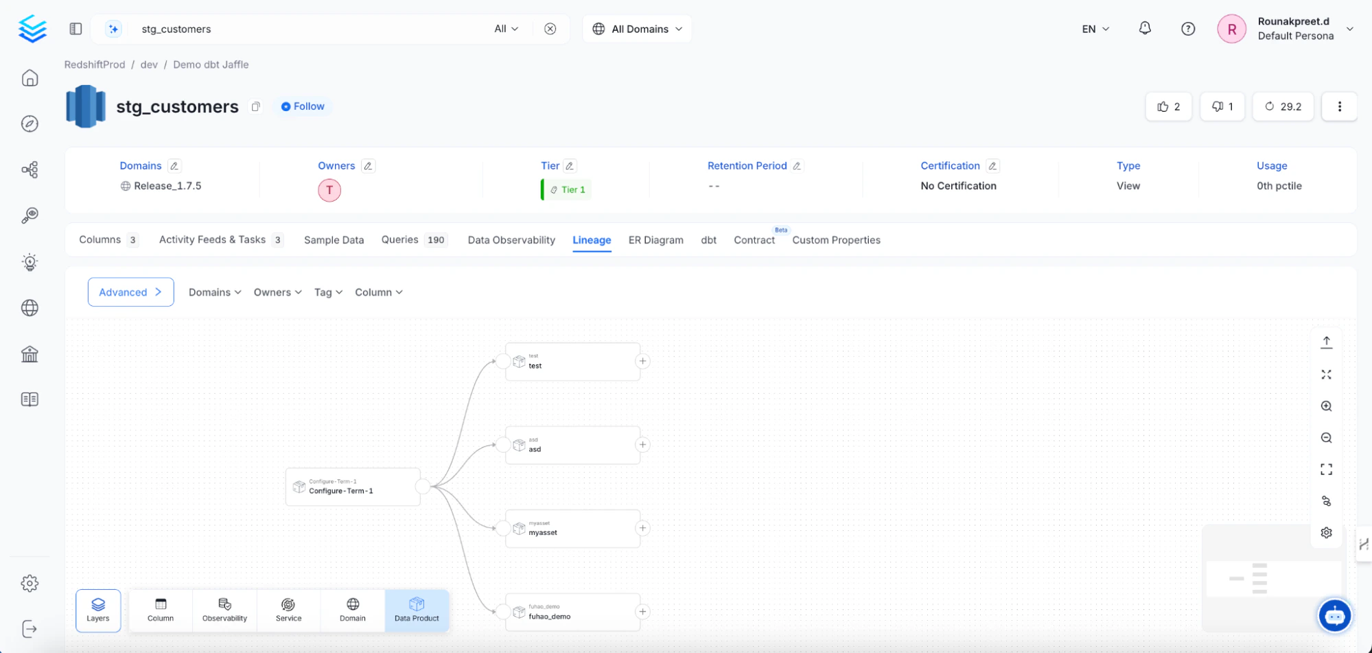 Data Product Layer in Lineage