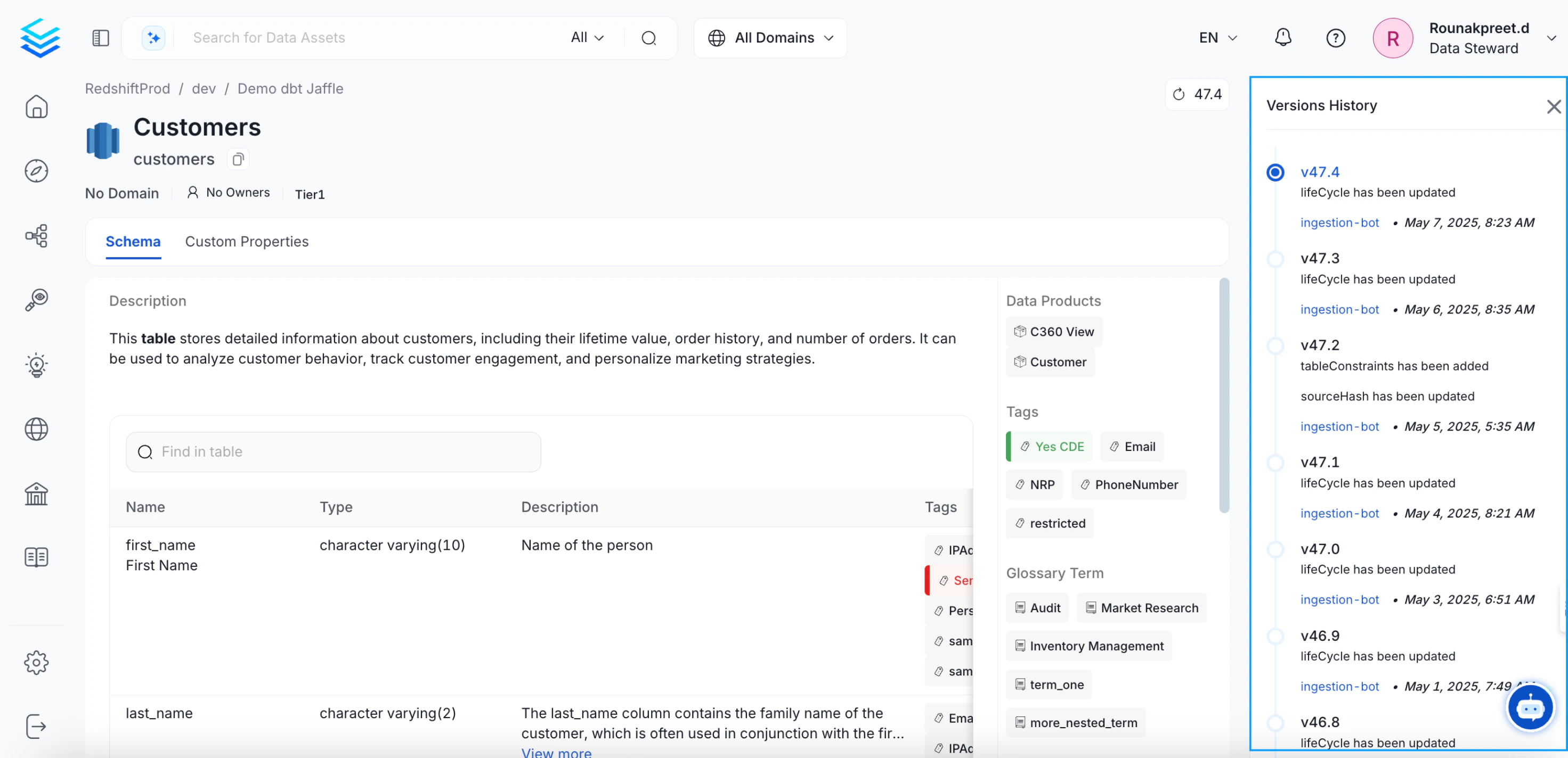 Discover Data Evolution: Version History