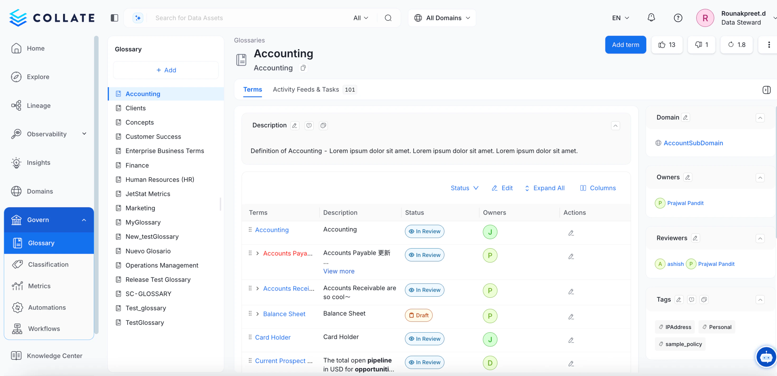 Add a New Glossary