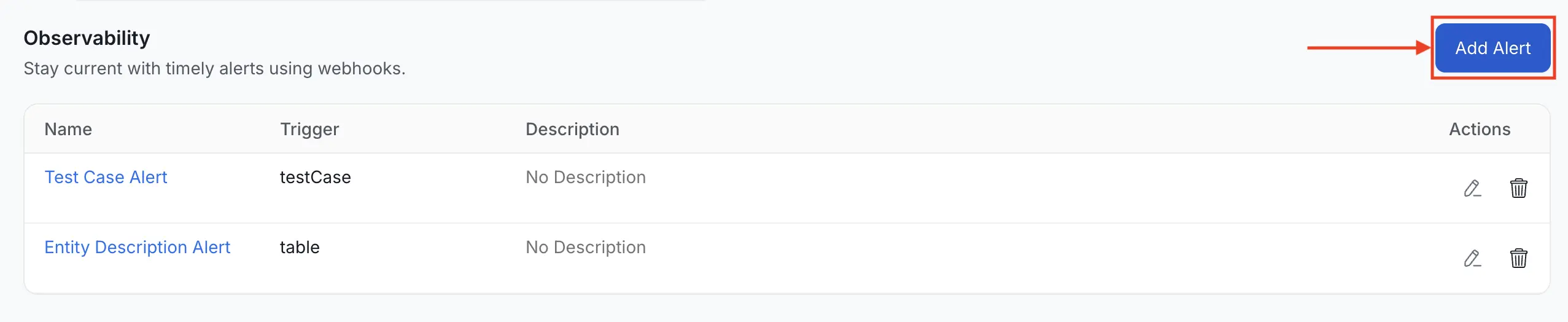 Add Alert Button