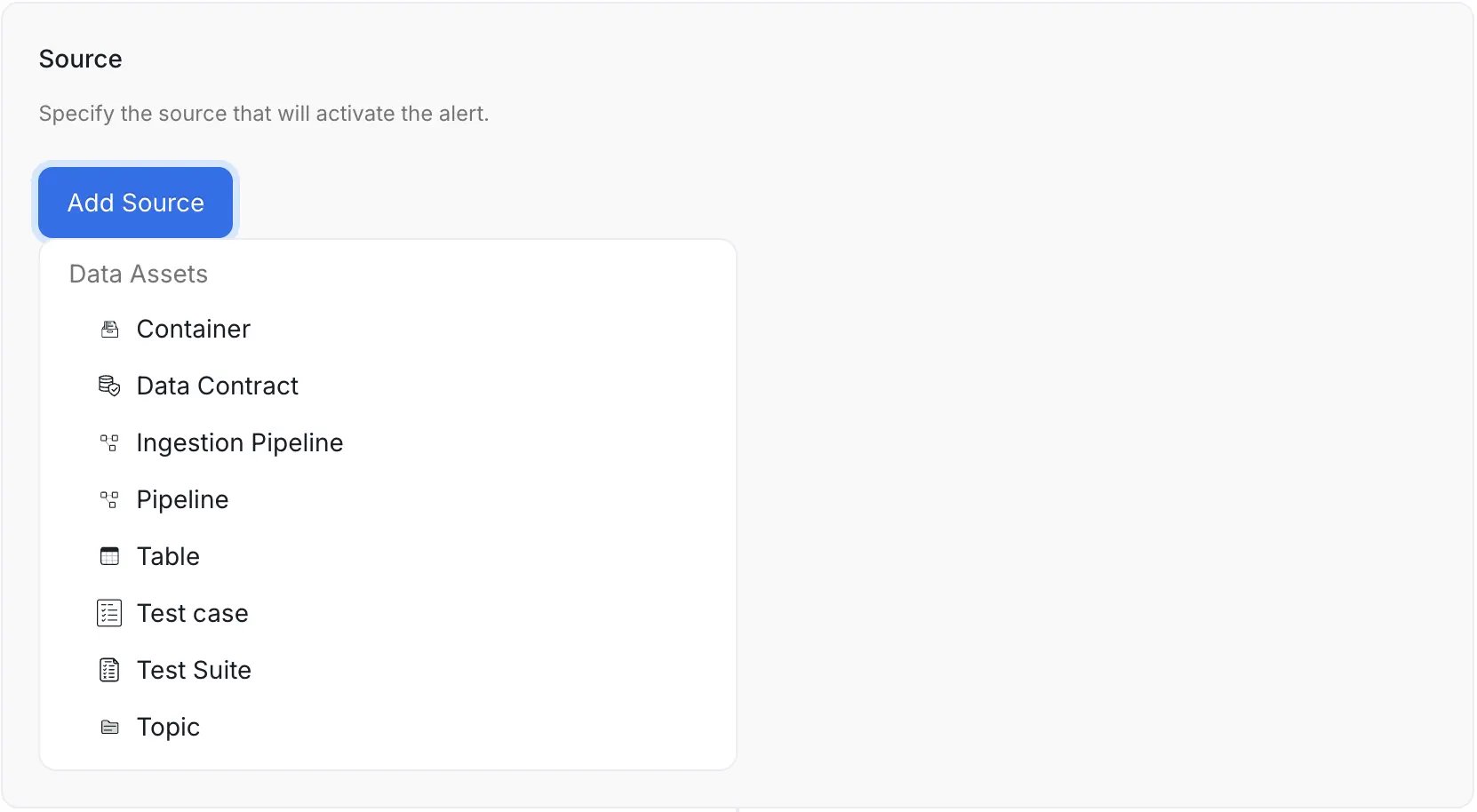 Select the Source Resource for Data Observability