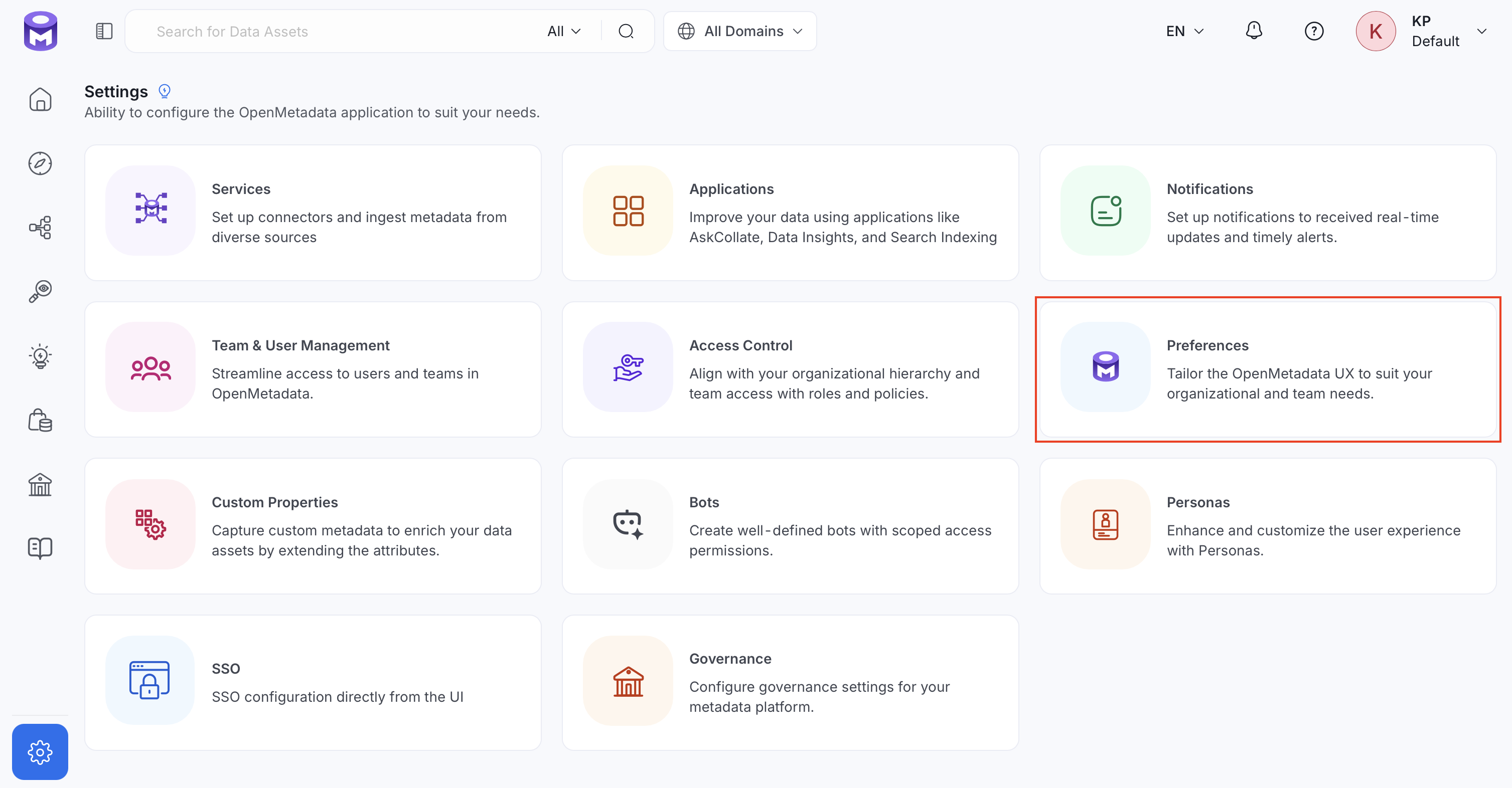 Navigate to Settings > Preferences