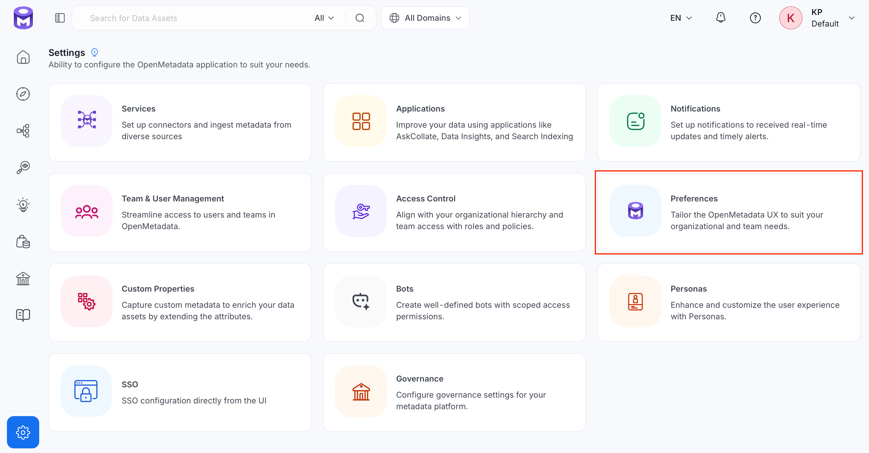 Navigate to Settings > Preferences