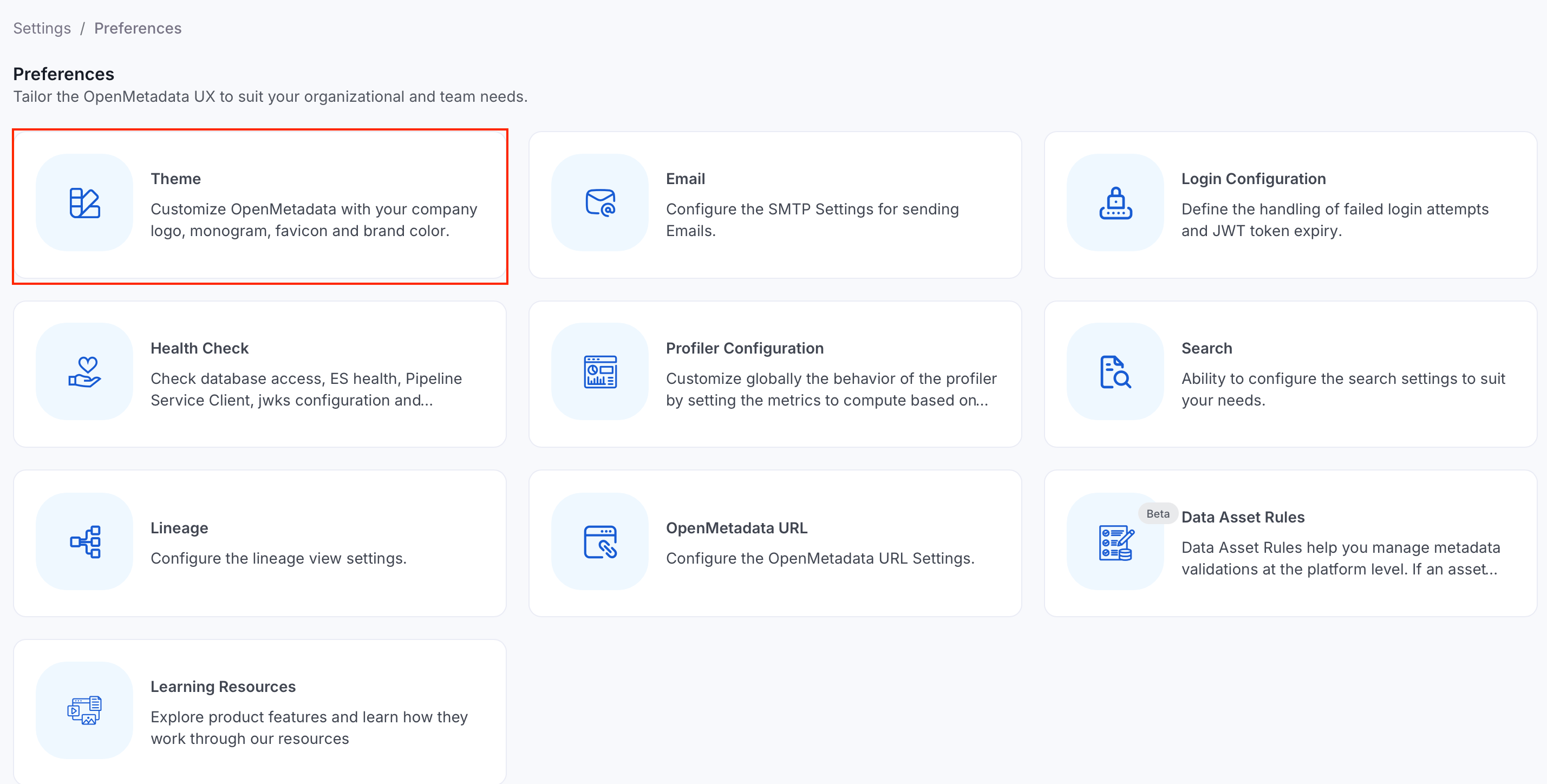 Theme highlighted under Preferences